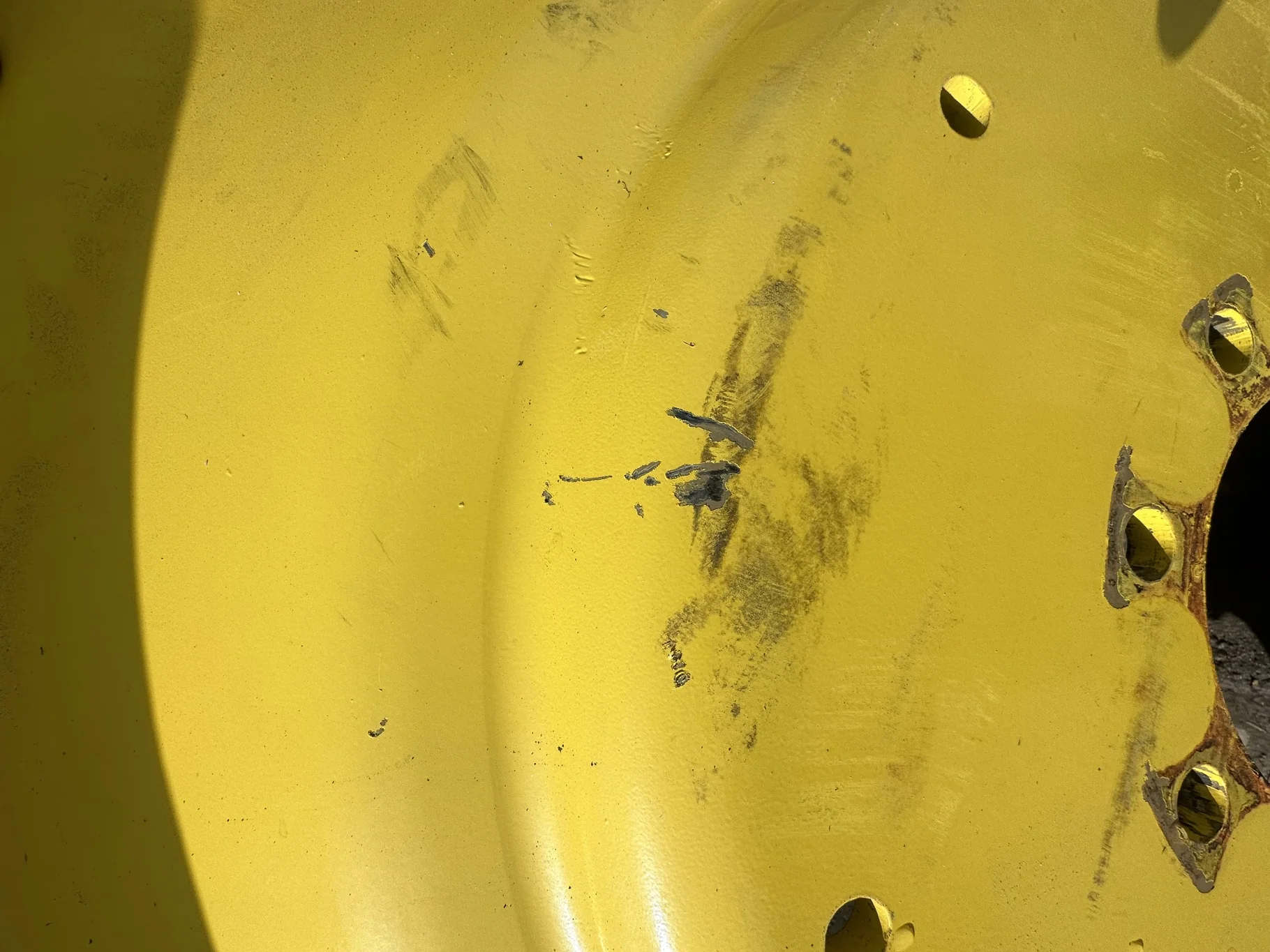 Used 80% 230/95R48 Trelleborg TM100 R-1 136B TL on a 8 x 48 JD Yellow 3 Bolt Waffle Wheel With image 6