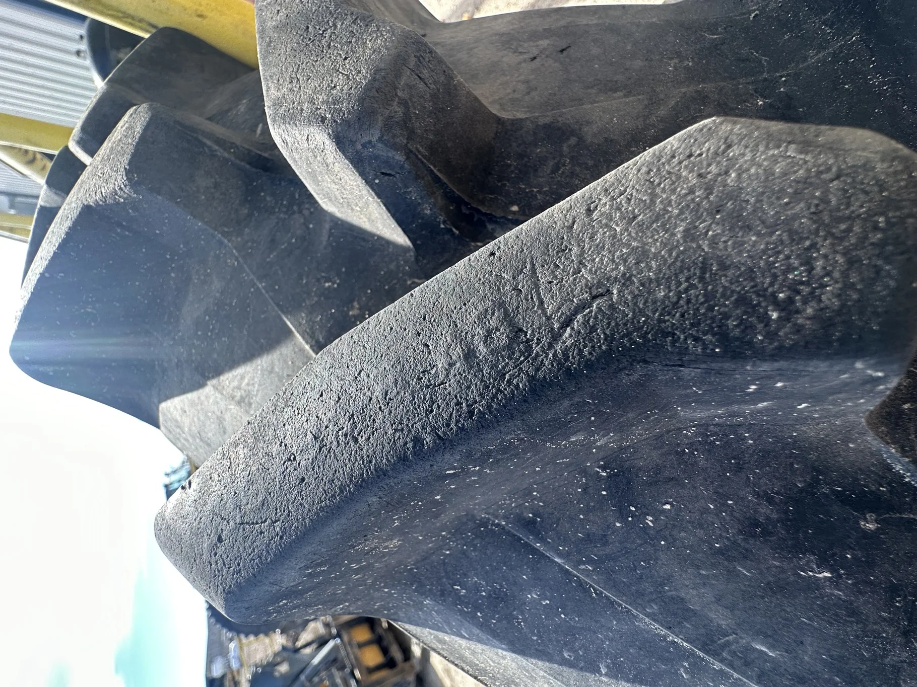 Used 80% 230/95R48 Trelleborg TM100 R-1 136B TL on a 8 x 48 JD Yellow 3 Bolt Waffle Wheel With image 8