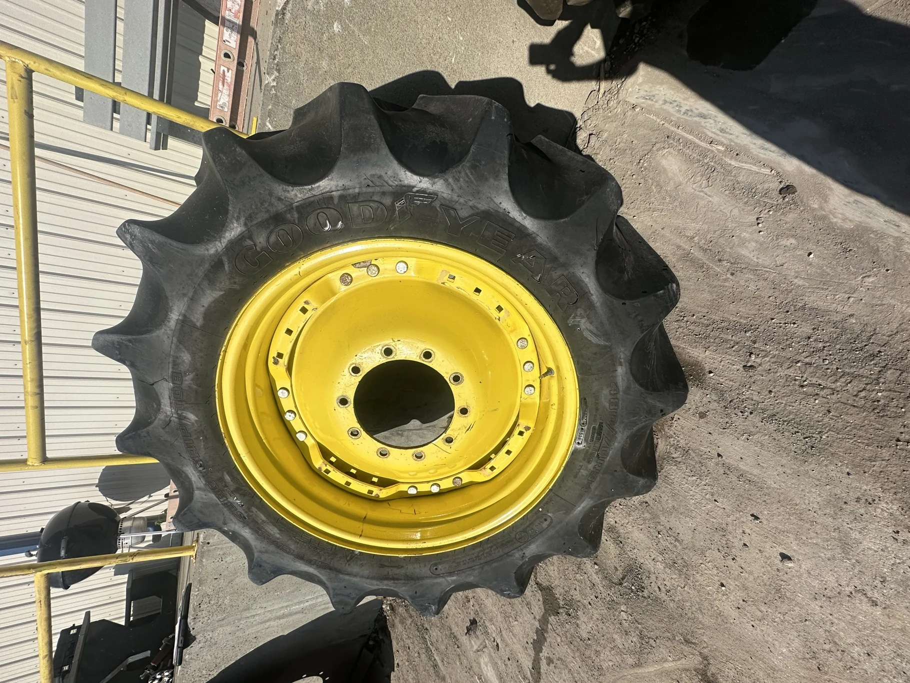 Used 480/70R34 155A8/B Goodyear Special Sure Grip TD8 Radial R-2 TL 50% On 15 x 34 Yellow Wheel
