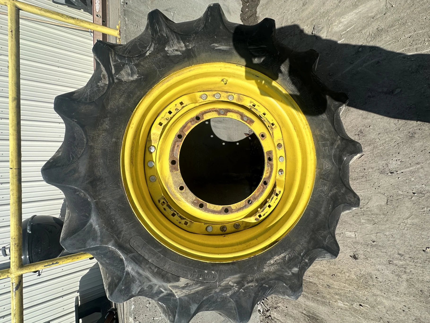 Used 480/70R34 155A8/B Goodyear Special Sure Grip TD8 Radial R-2 TL 40% On 15 x 34 JD Yellow Wheel image 2