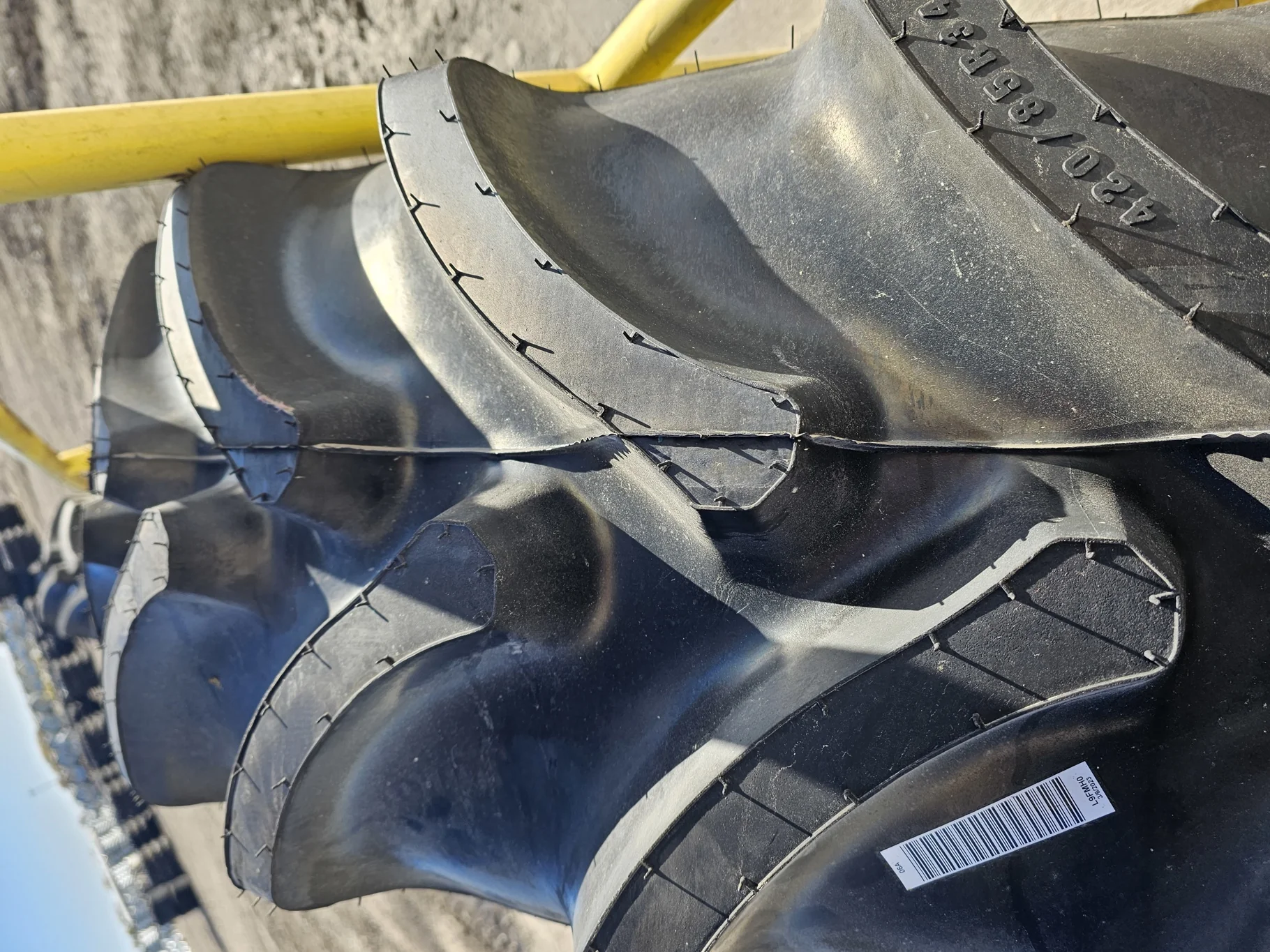 New Take-Off 420/85R34 Firestone RAT DT R-1W 147B TL on 34 X 15 JD Yellow Waffle Wheel (3 Bolt) image 3