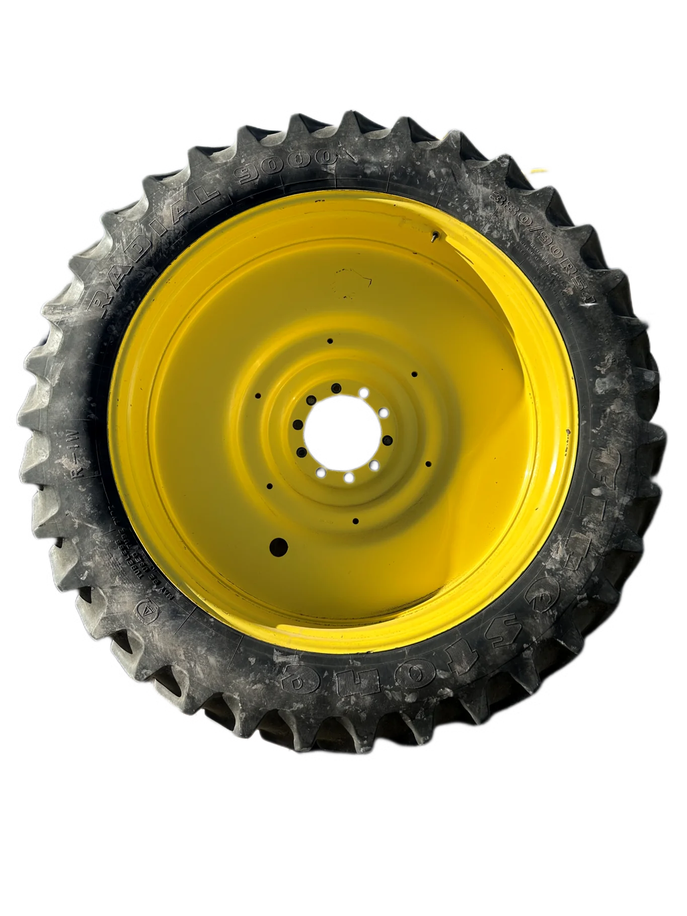 Used 65% 380/90R54 Firestone Radial 9000 R-1W (152B) TL on a 12 x 54 JD Yellow 10 Bolt (.937) image 2