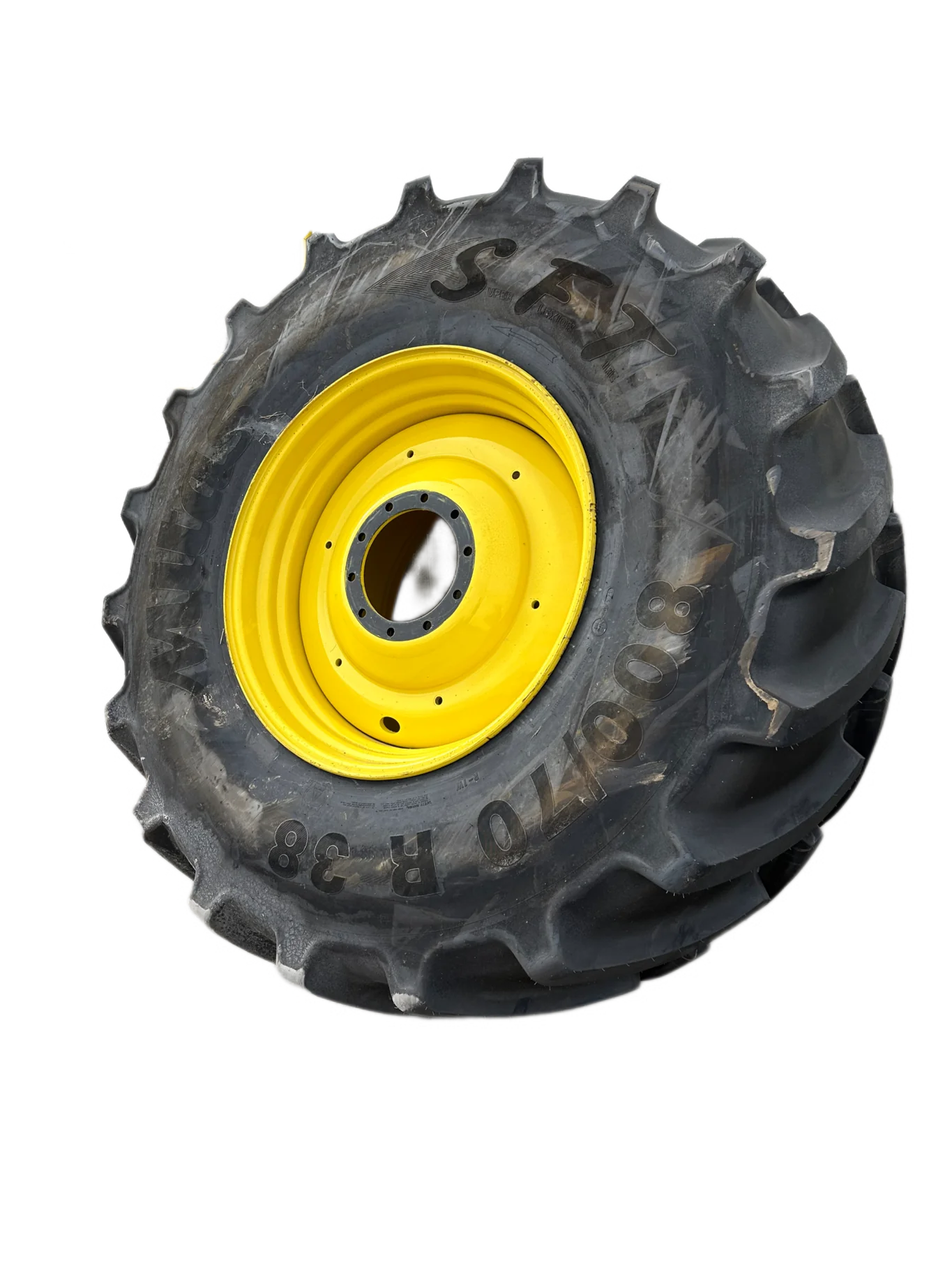 Used 800/70R38 173D/176A8 Mitas SFT TL 90-95% On 27 X 38 10-13.187-11.080 (.937) 24" FS Dual Wheel