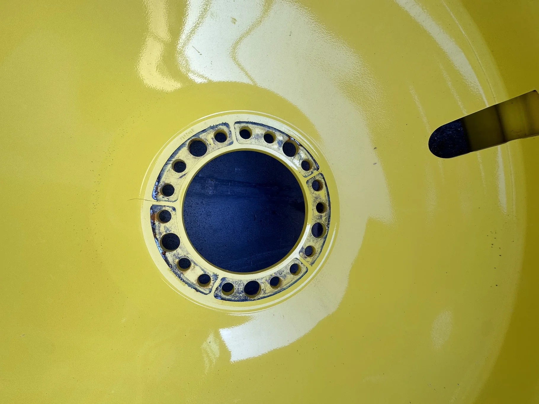 Used 87% 650/85R38 Firestone Radial Deep Tread 23 R-1W 173B TL on a 23 X 38 John Deere Yellow 20 Bol image 3