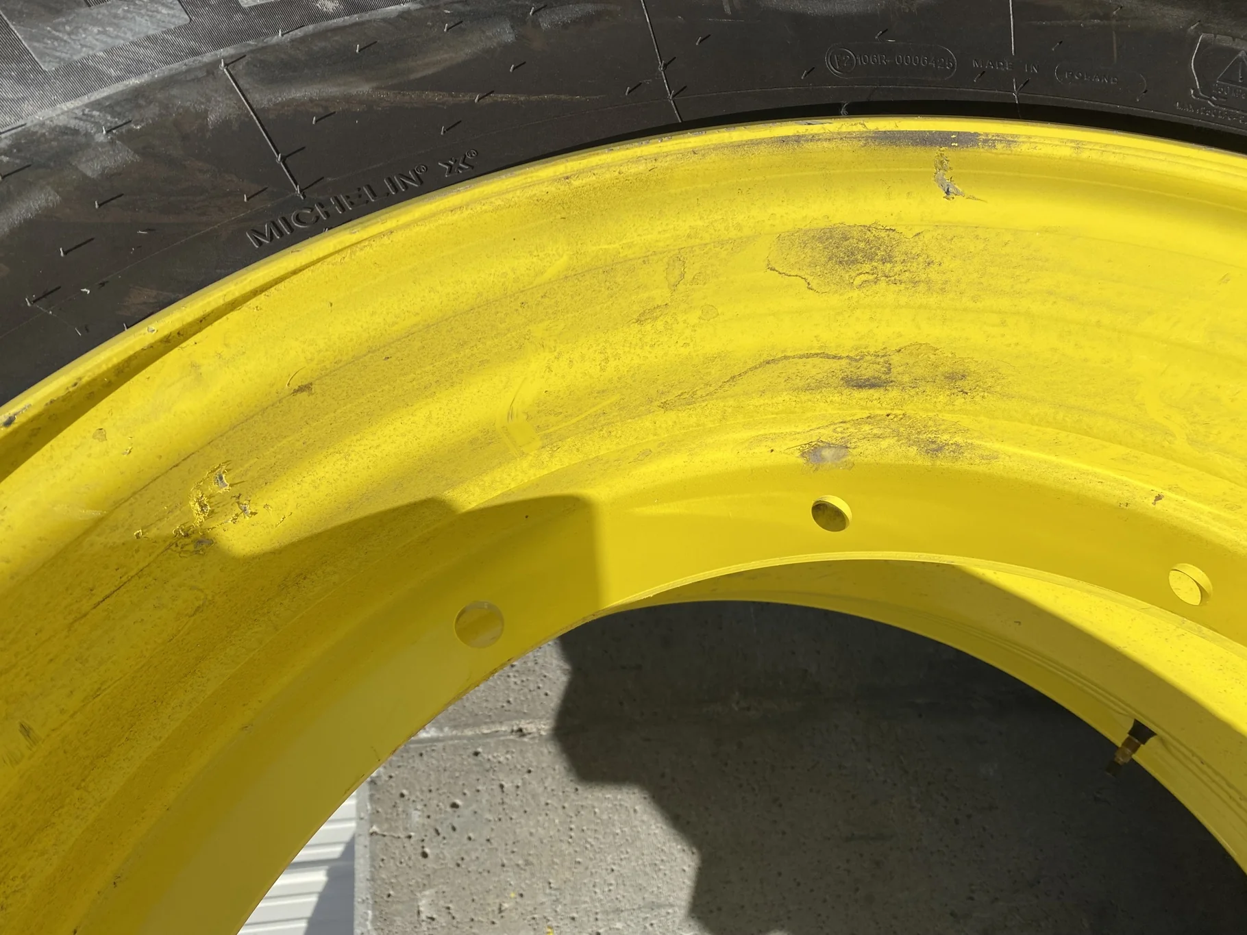 Take Off 650/65R38 Michelin MultiBib R-1W 157D TL on a 20 X 38 John Deere Yellow 12 Bolt (.937) Spra image 6