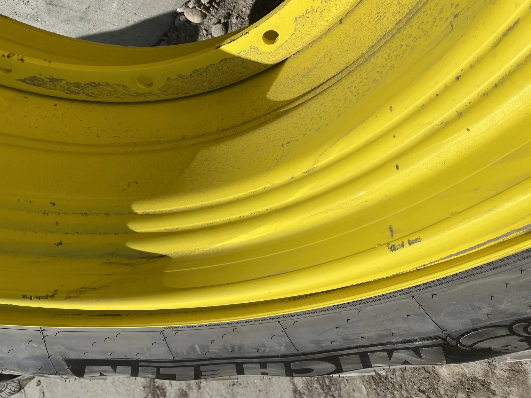 Take Off 650/65R38 Michelin MultiBib R-1W 157D TL on a 20 X 38 John Deere Yellow 12 Bolt (.937) Spra image 7