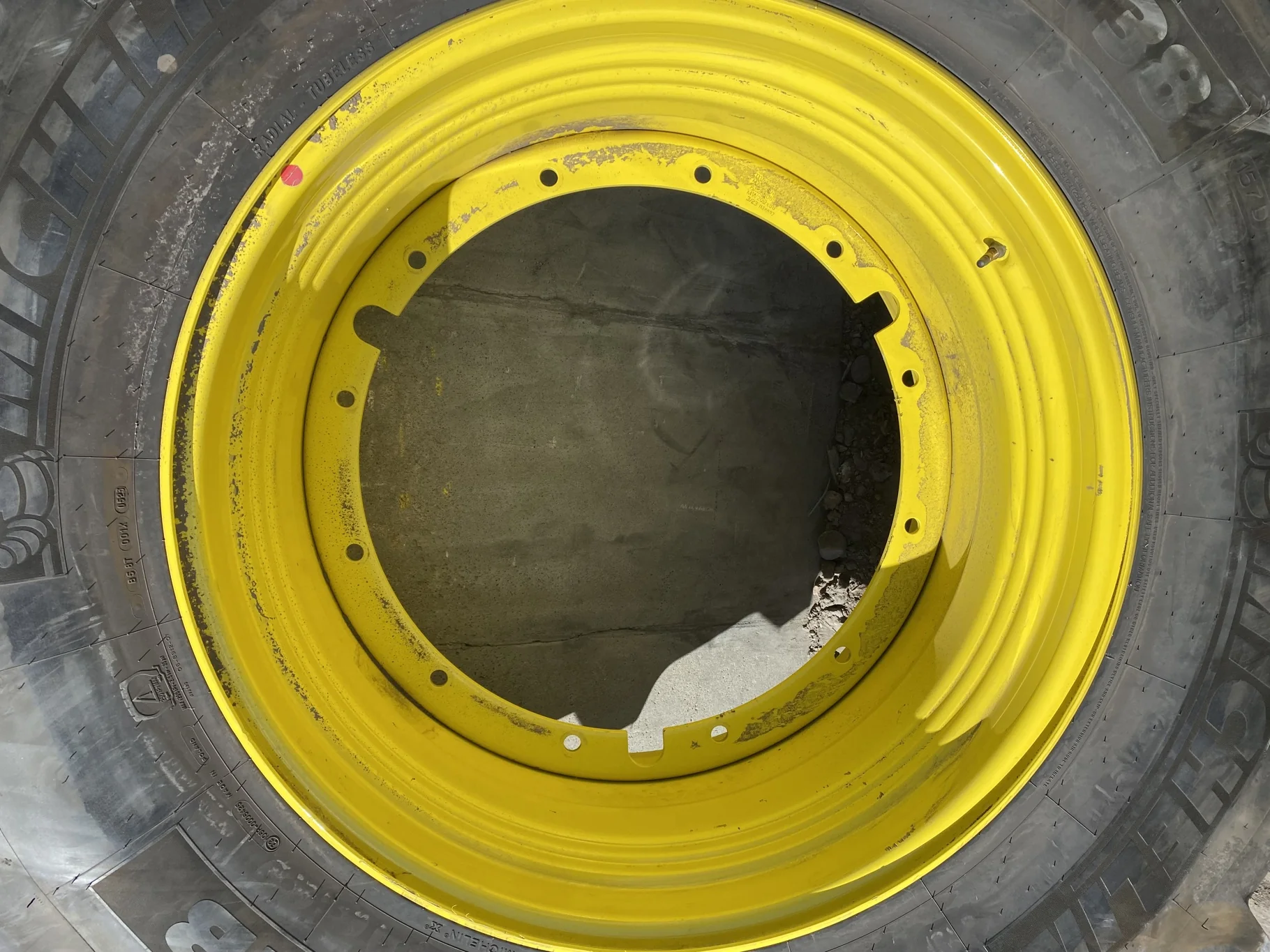 Take Off 650/65R38 Michelin MultiBib R-1W 157D TL on a 20 X 38 John Deere Yellow 12 Bolt (.937) Spra image 8
