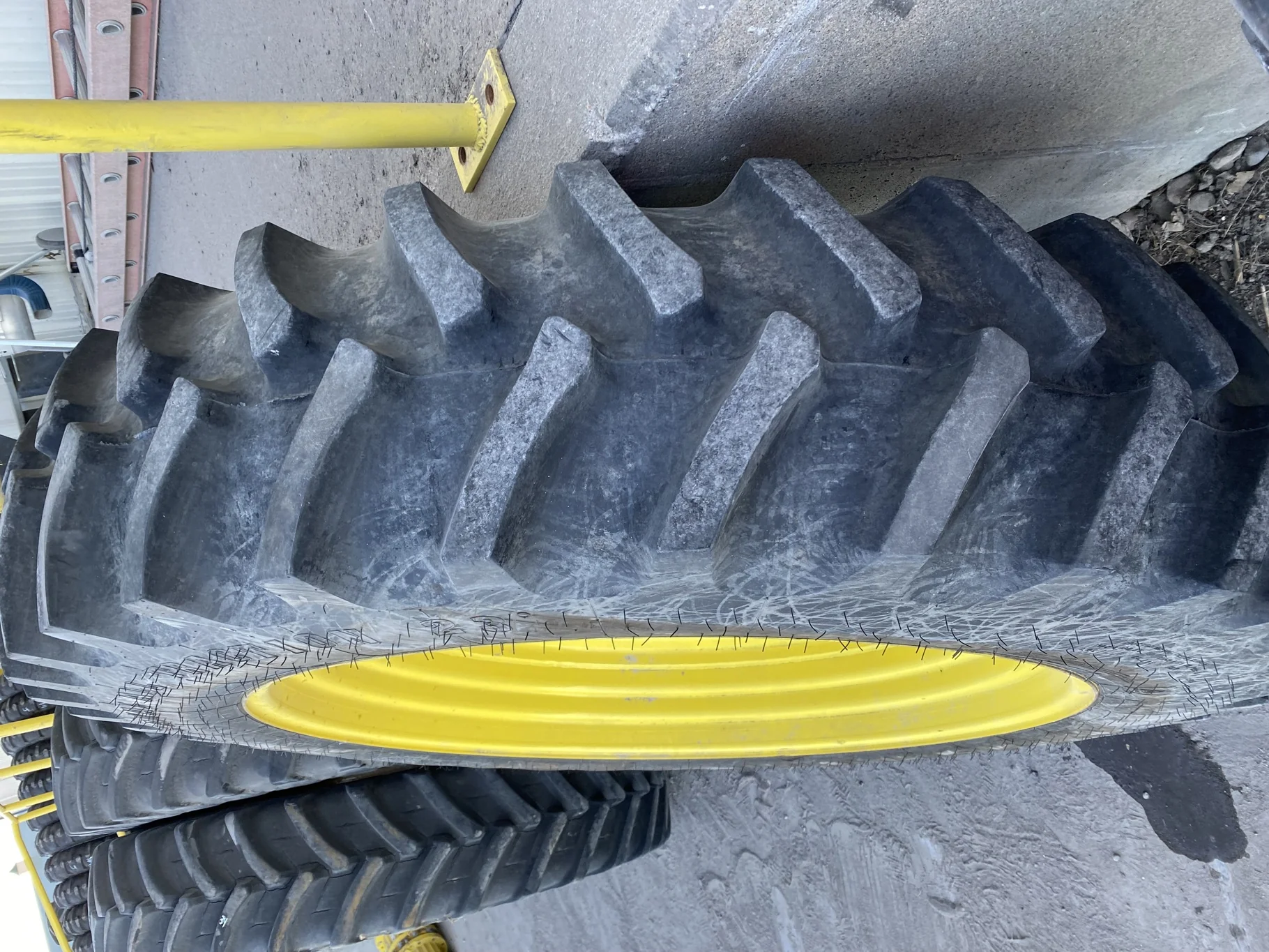 Used 95% 14.9R46 Firestone Radial All Traction 23 R-1 145B TL on 13 X 46 John Deere Yellow 12 Bolt image 3