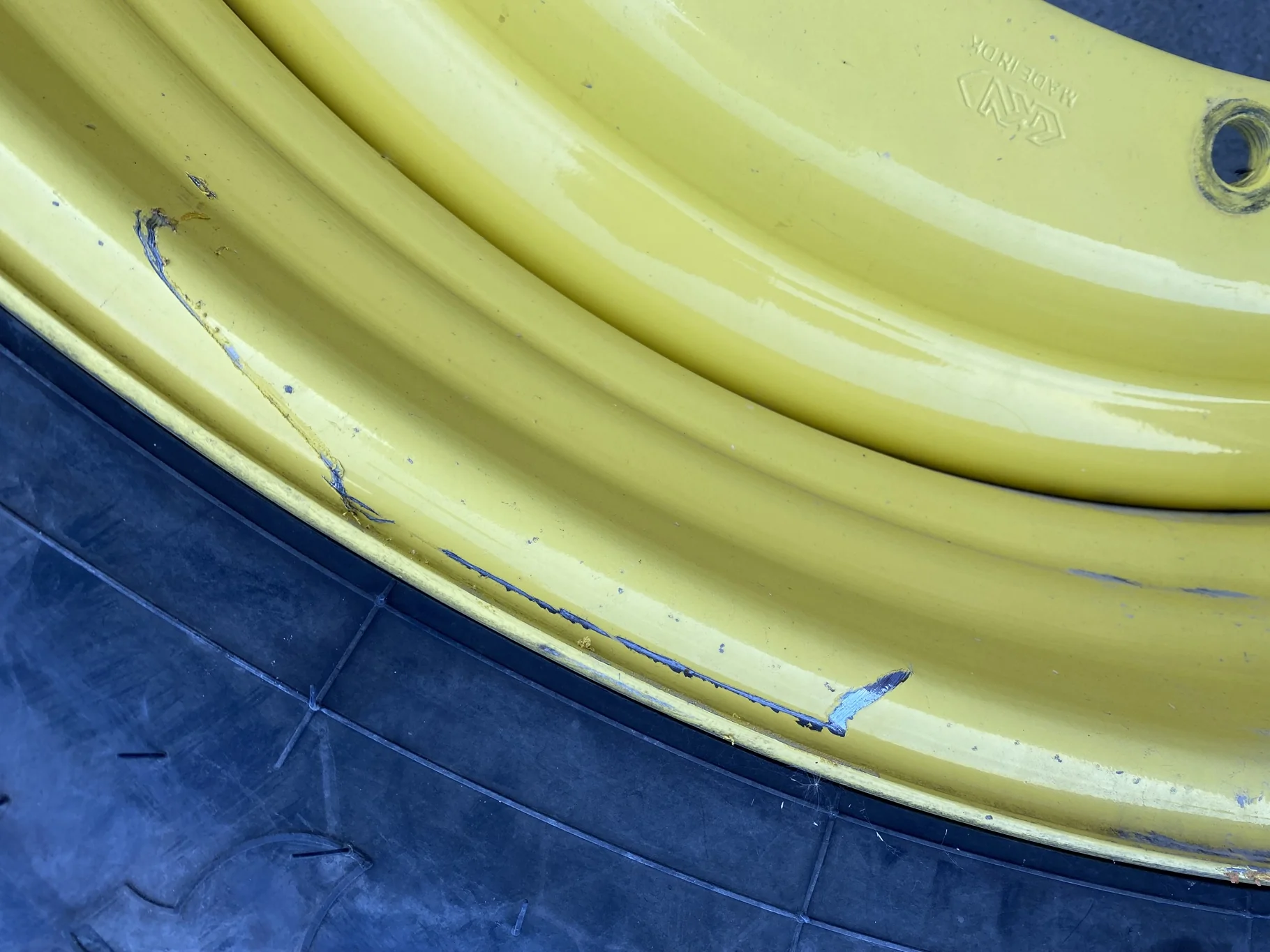 Used 95% 14.9R46 Firestone Radial All Traction 23 R-1 145B TL on 13 X 46 John Deere Yellow 12 Bolt image 5