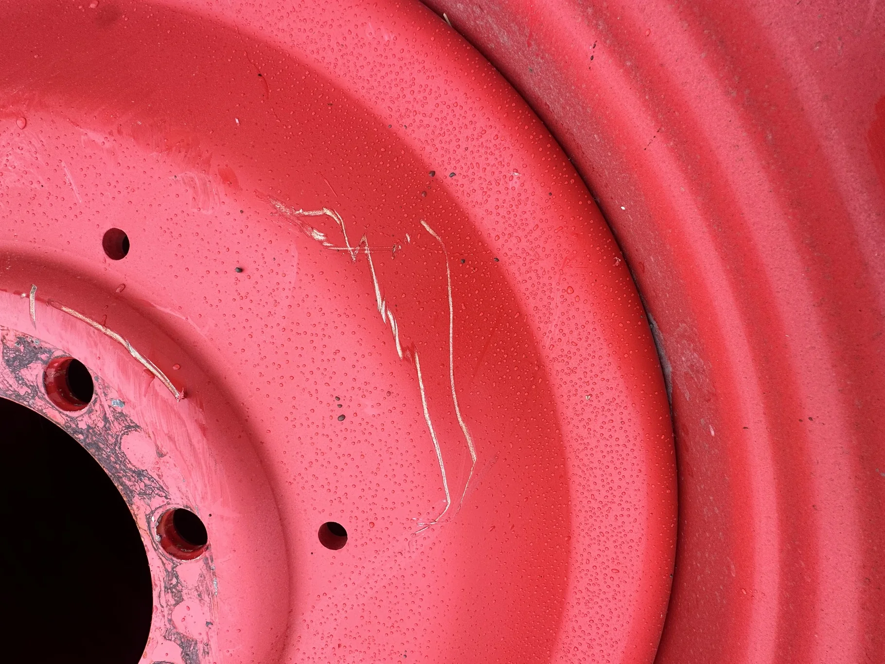 Take Off 520/70R38 Michelin OmniBib R-1W 150D TL on18 X 38 Fendt Red 8-10.82 (.937) Dual Wheel image 8