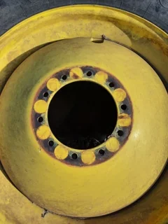 Used 70% 520/85R42 Firestone Radial all Traction 23 on 18 x 42 JD Yellow 10 Bolt Dolly Dual image 3
