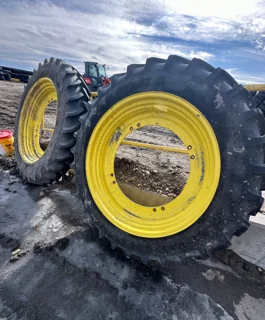 TAKE OFF 320/90R42 Firestone Radial 9000 R-1W (139B) TL on a 10 X 42 John Deere Yellow Waffle Rim ( image 8