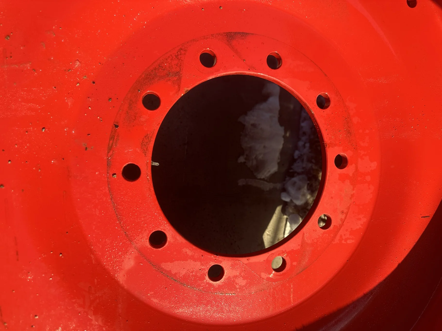 Used 85% 20.8R38 Michelin AgriBib R-1W 159A8/156B TL on a 18 x 38 Fendt Red 10 Bolt (.937) Dual Whee image 3