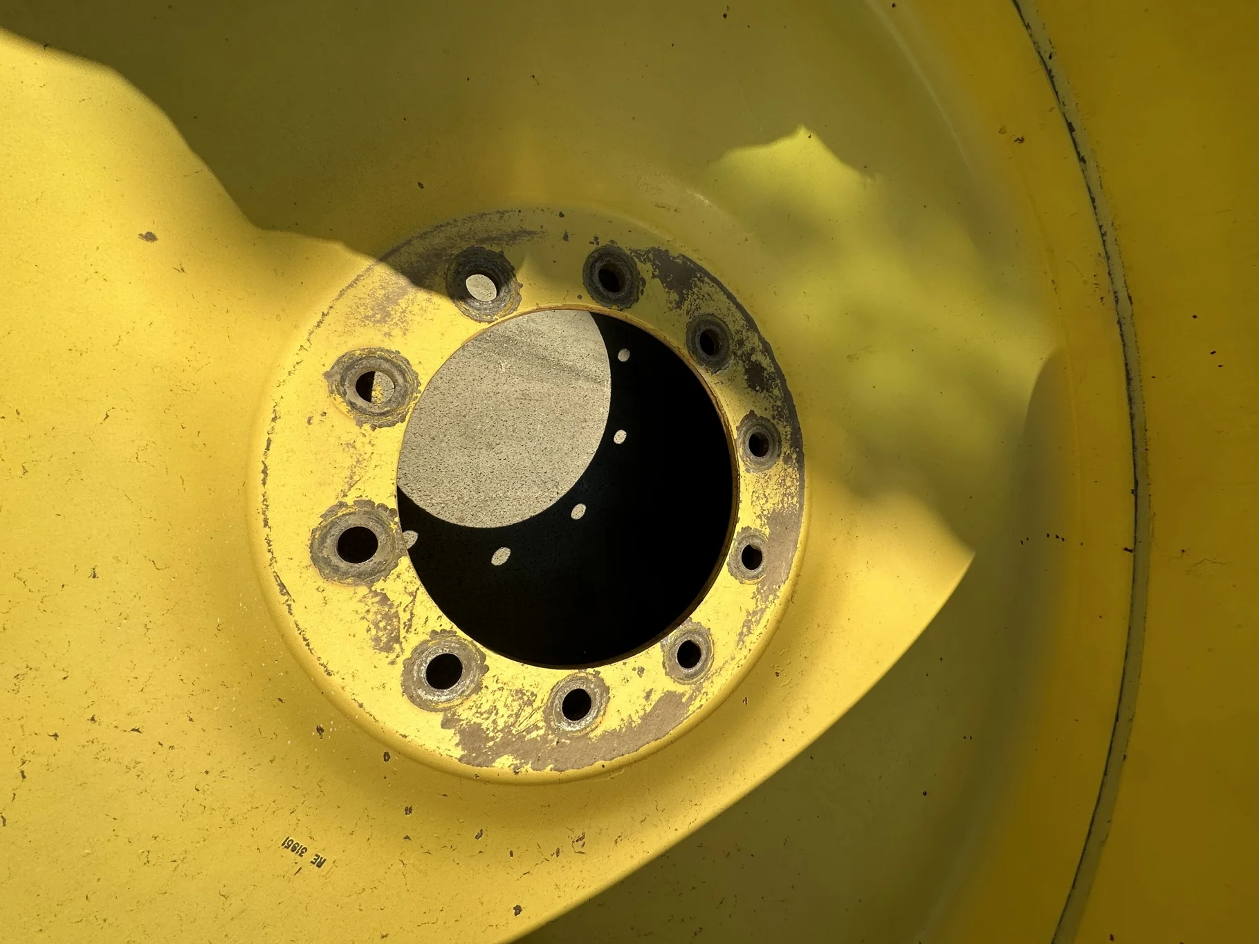Used 70% 520/85R42 Firestone Radial Deep Tread 23 R-1W 157B TL on 18 x 42 John Deere Yellow 10 Bolt image 3