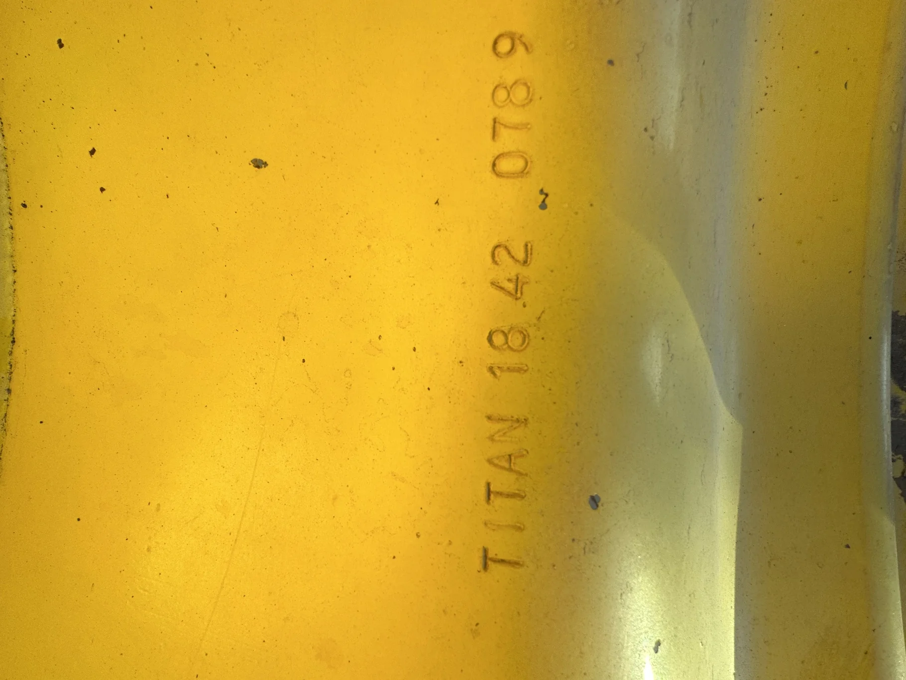 Used 70% 520/85R42 Firestone Radial Deep Tread 23 R-1W 157B TL on 18 x 42 John Deere Yellow 10 Bolt image 9