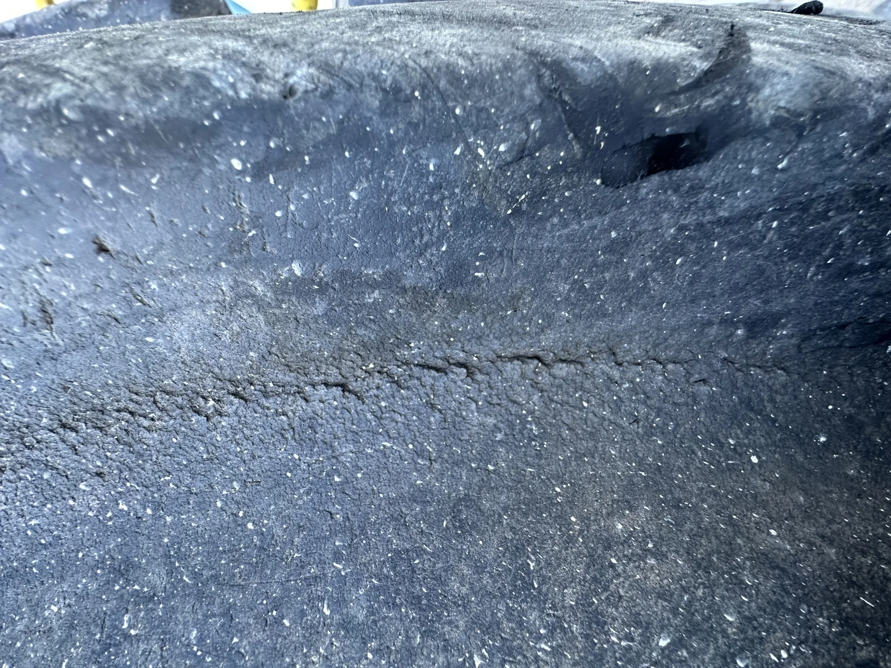 Used 90% 650/85R38 Goodyear Optitrac 173D R-1W TL on a 23 x 38 JD Yellow 10 Bolt Outside Dolly image 6