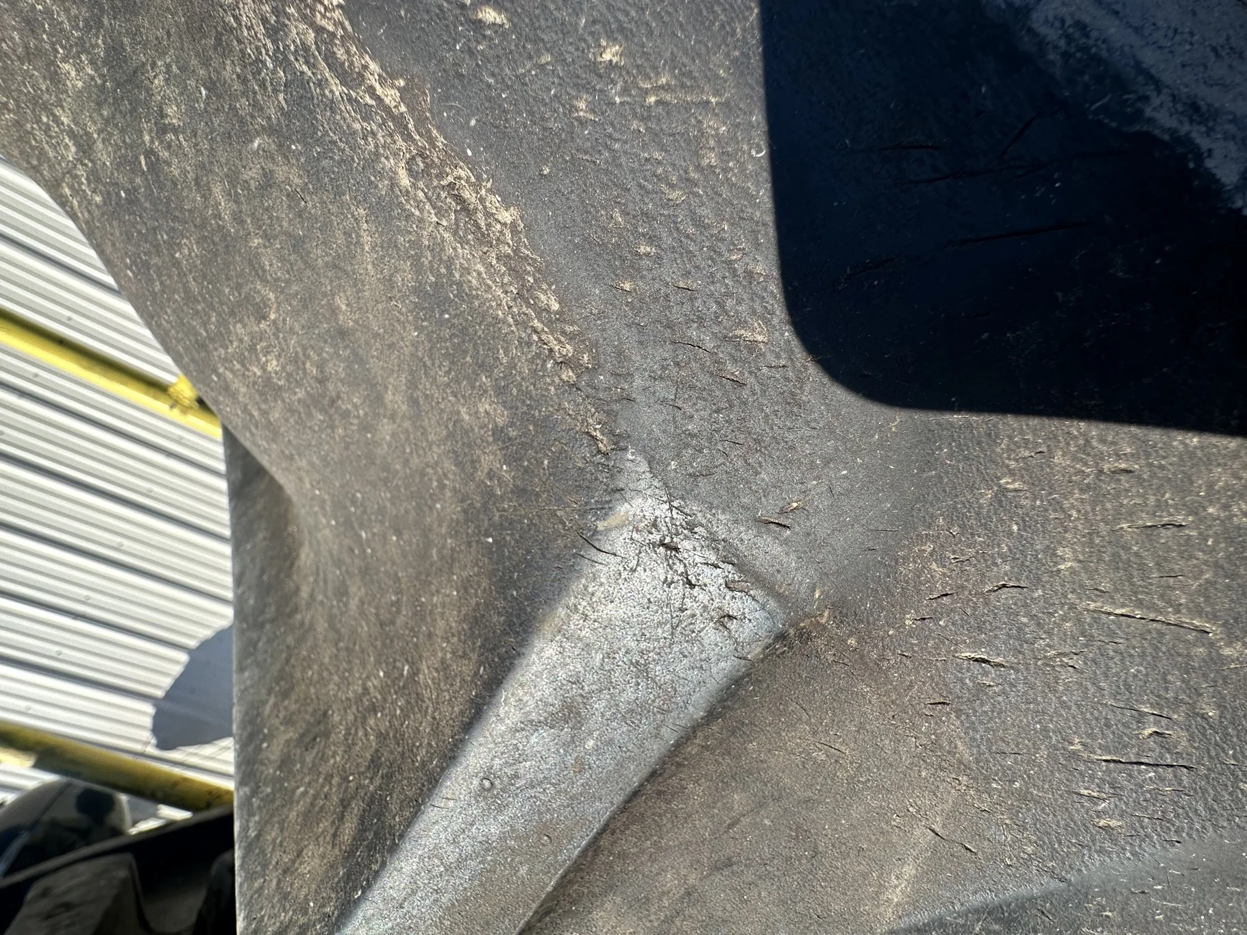 Used 90% 650/85R38 Goodyear Optitrac 173D R-1W TL on a 23 x 38 JD Yellow 10 Bolt Inside Dolly image 6