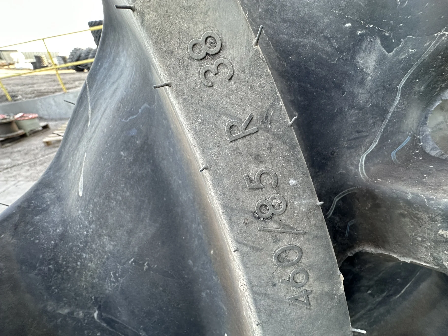TAKE-OFF 460/85R38 (18.4R38) MITAS AC85 149A8/149B TL ON 38 X 15 JD YELLOW 2 BOLT GKN WHEEL image 5