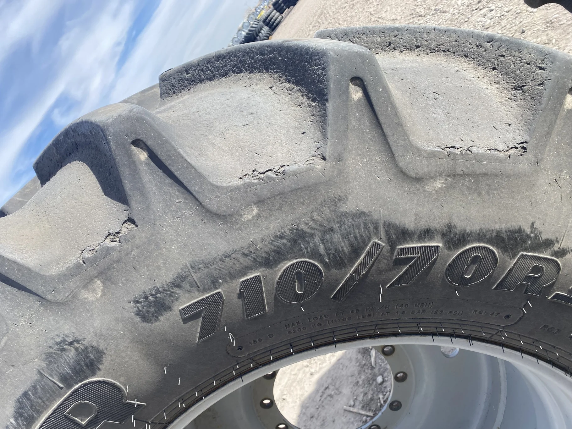 Used 80% 710/70R38 Goodyear Optitrac DT824 on a 23 x 38 Rogator 12 Bolt Sprayer Wheel (12-15.748-13. image 9