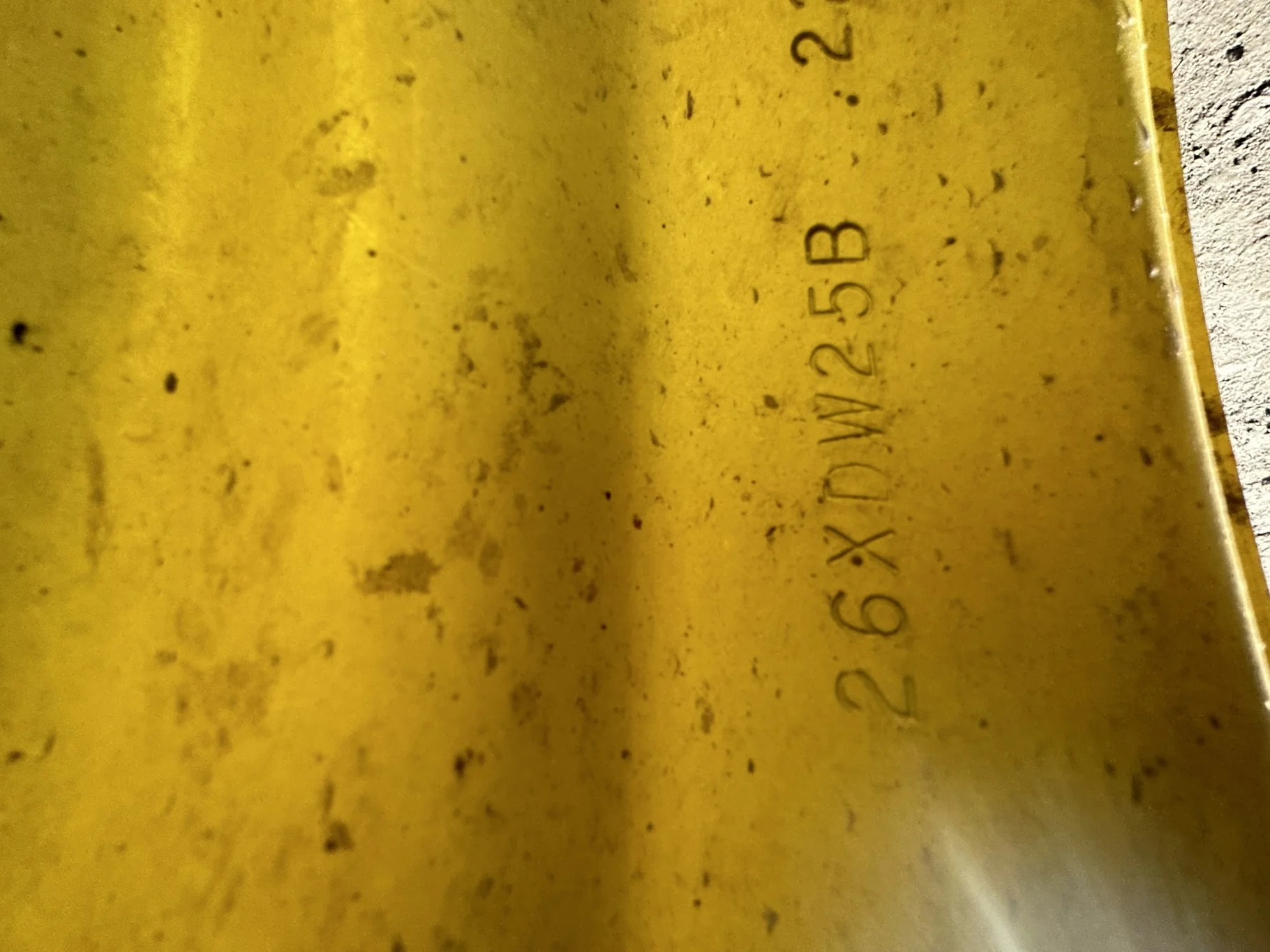 Used 70% 750/65R26 Michelin MegaXBib R-1W 171A8/171B TL on a 25 x 26 JD Yellow 8 Bolt Rear Com image 9