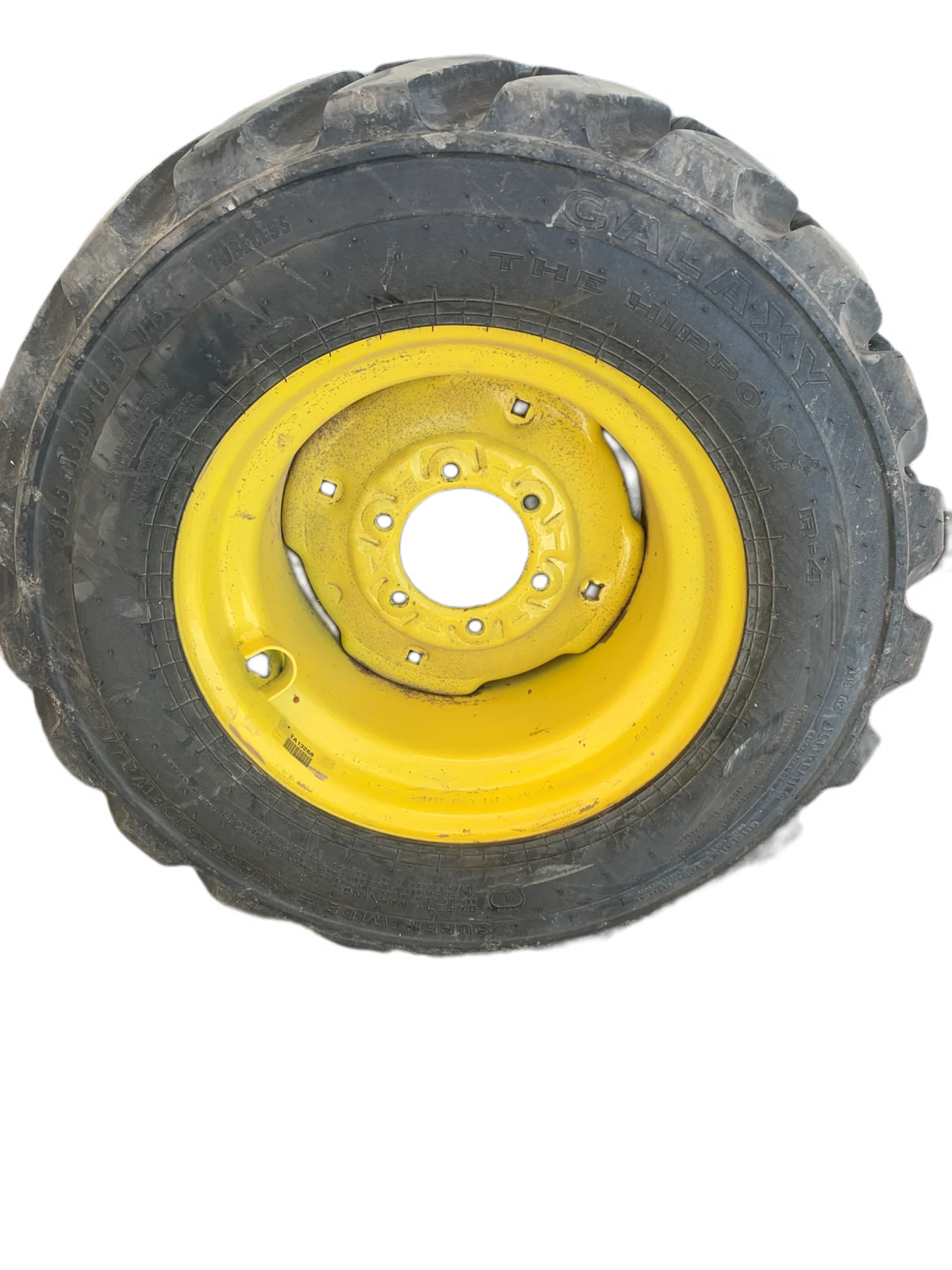 USED 95% 31.5x13.00-16.5 Galaxy  Hippo  R-4 G(10Ply) TL on 12 X 16.5 Industrial Yellow 8 Bolt (.688 image 2