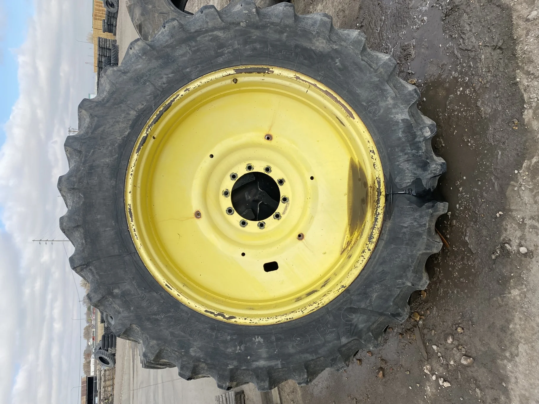 Used 60% 480/80R46 Firestone Radial All Traction 23 R-1 (158B) TL on 16 x 46 John Deere Yellow 10 B image 9