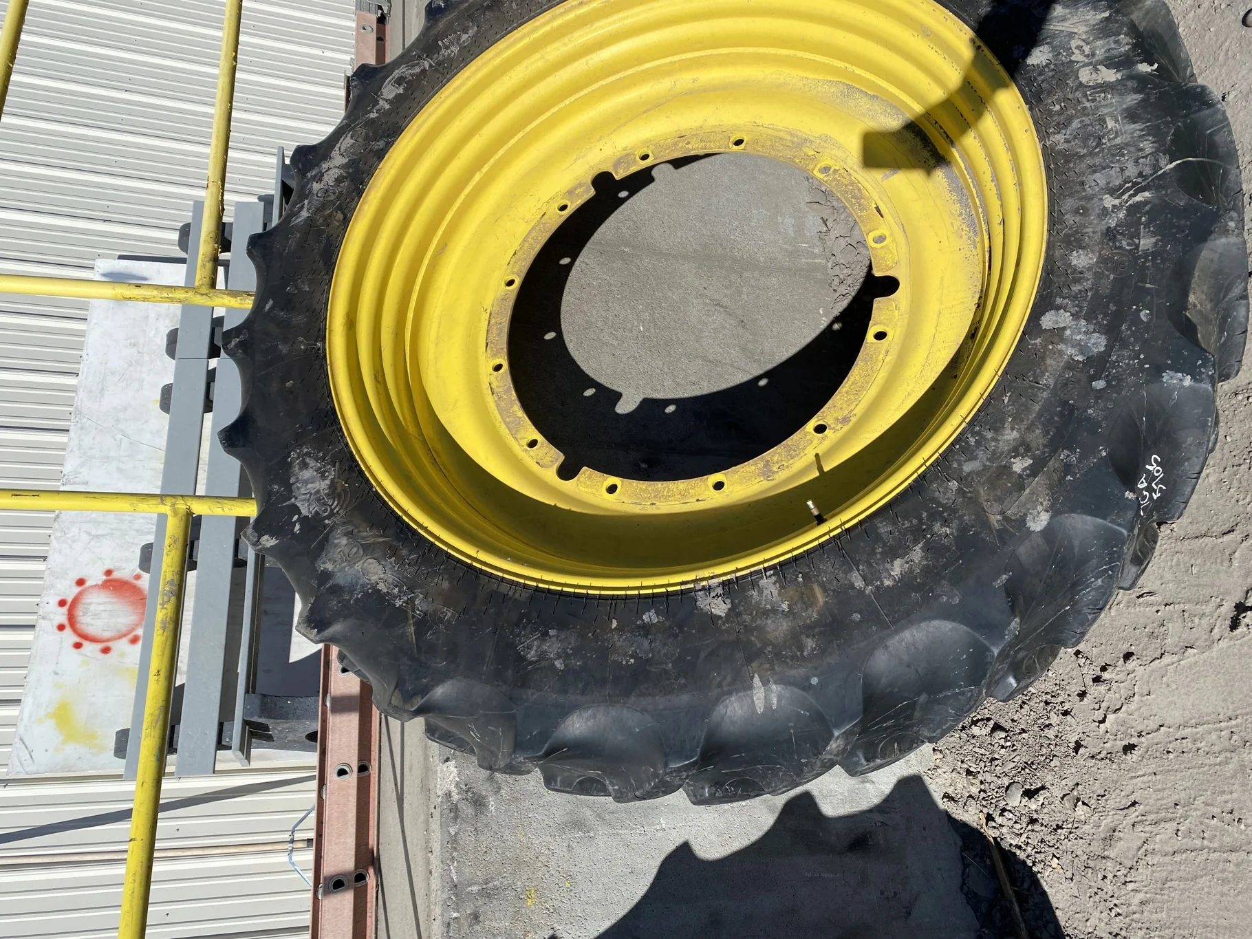 Used 65% 380/90R50 Goodyear DT800 R-1W (151A8) TL on a 12 x 50 JD Yellow 5/8" 12 Bolt (.938) S image 2
