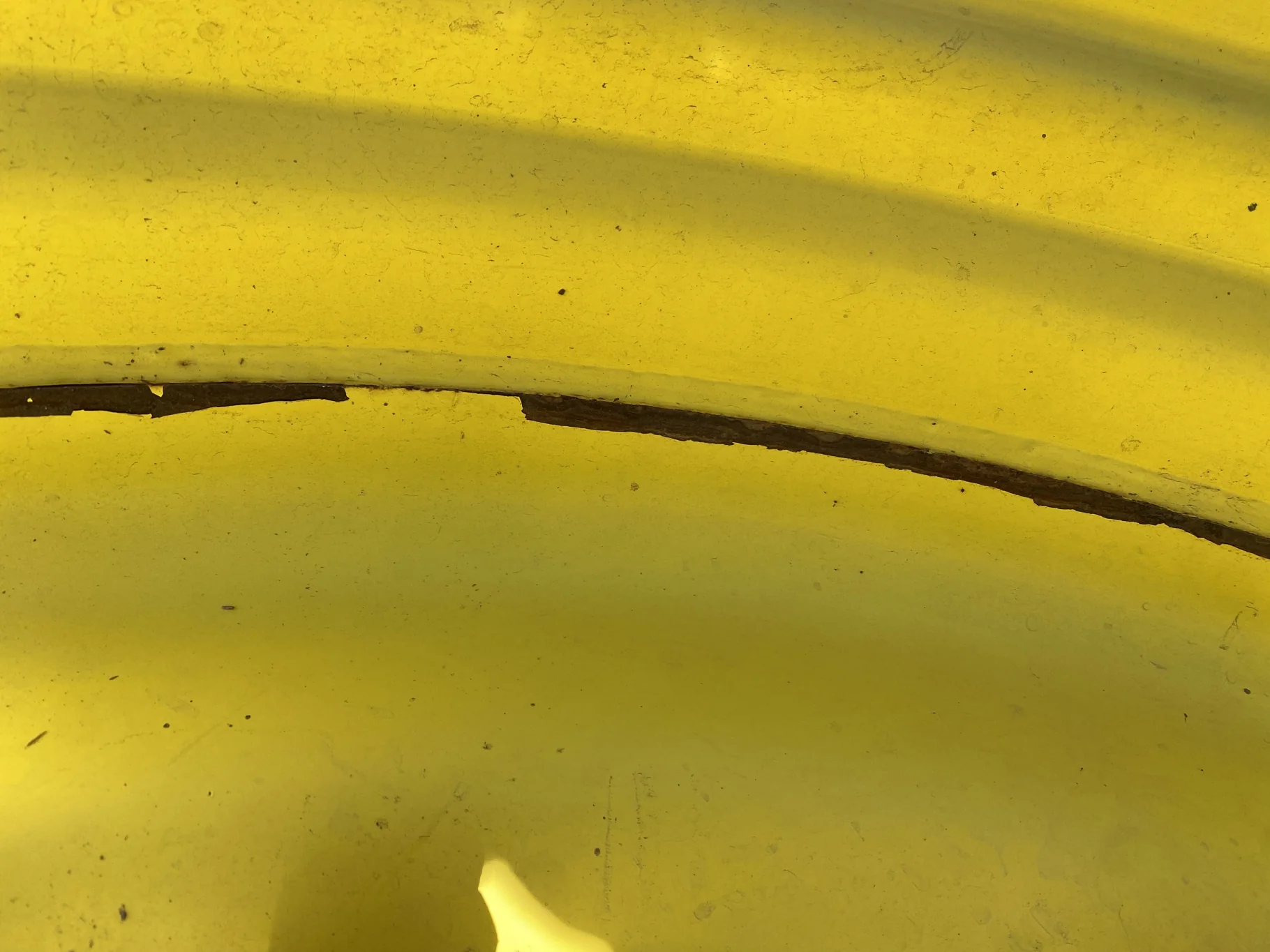 Used 75% 380/90R50 Goodyear DT800 R-1W (151A8) TL on a 12 x 50 JD Yellow 12 Bolt Stub Disc Whe