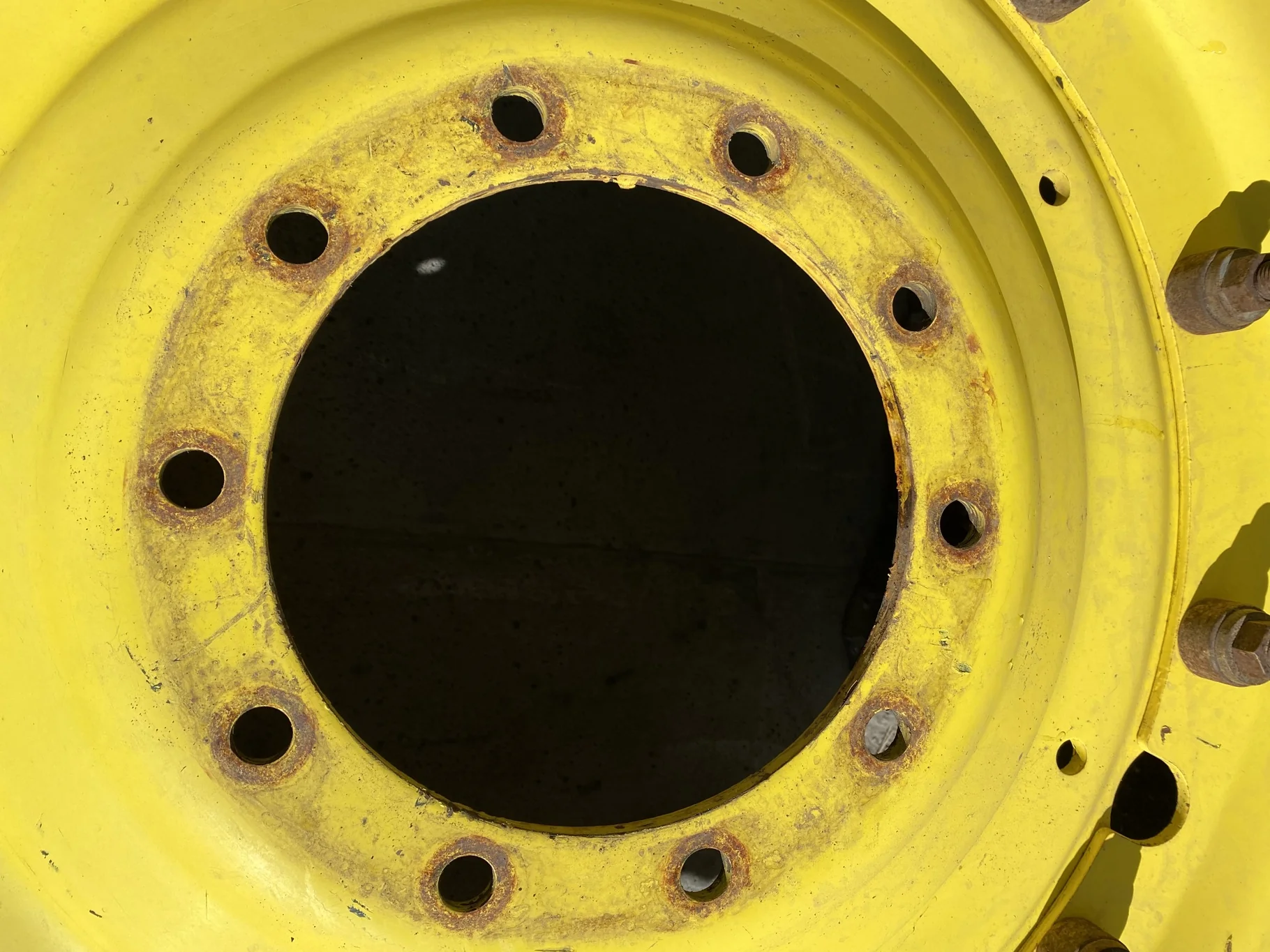 Used 75% 380/90R50 Goodyear DT800 R-1W (151A8) TL on a 12 x 50 JD Yellow 12 Bolt Stub Disc Whe image 9