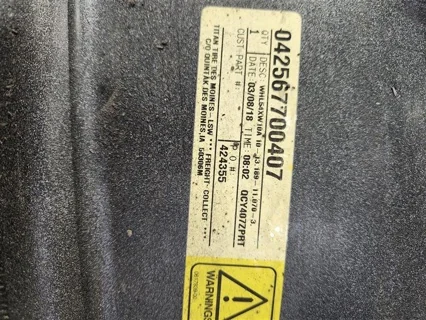 Used 65% 480/80R46 Goodyear Ultra Torque Radial Plus R-1 (158A8) TL on a 16 x 46 JD Yellow 12