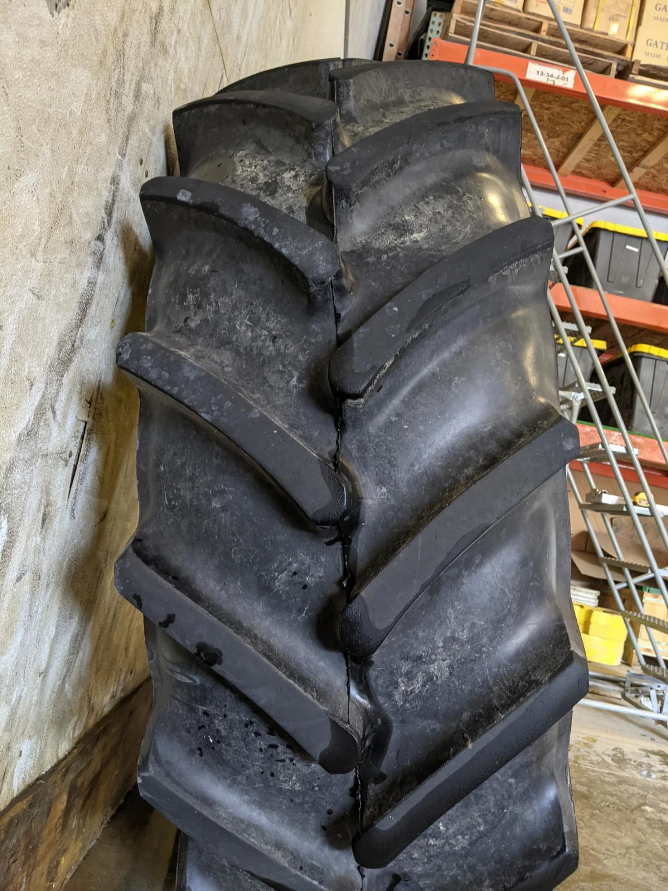 Used 80% 480/70R34 Mitas AC70T R-1Q (143A8/143B) TL on a 15 x 34 JD Yellow Waffle Wheel (3 Bol image 3