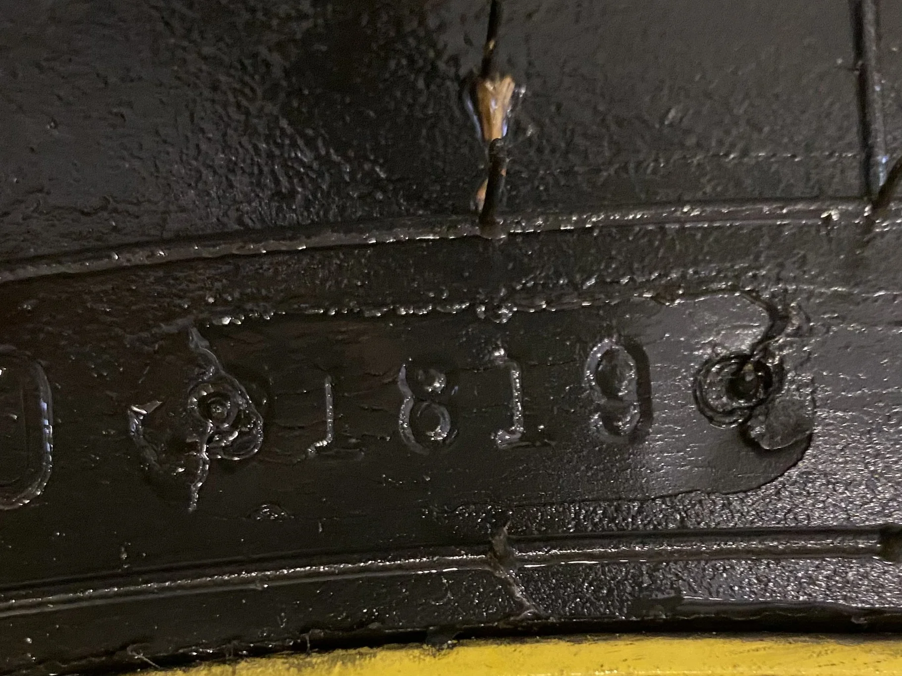 Used 85% 320/85R24 Firestone Performer 85 R-1W (122D) TL on a 10 x 24 John Deere Yellow 8 Bolt 6 Lo image 7