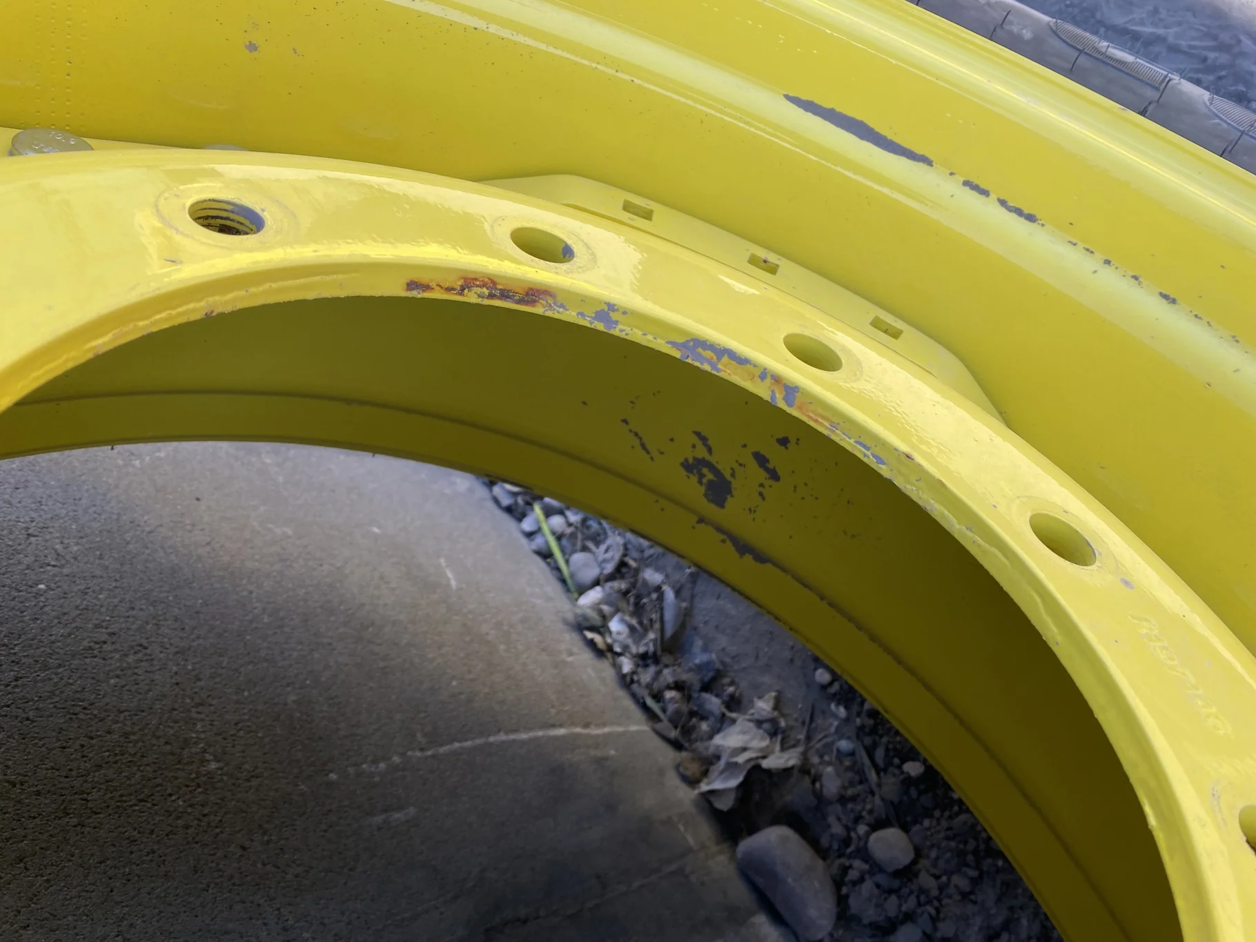 Used 420/85R34 147D Goodyear Optitrac R-1W TL 98% On 15 x 34 3 Bolt JD Yellow Waffle Wheel image 8