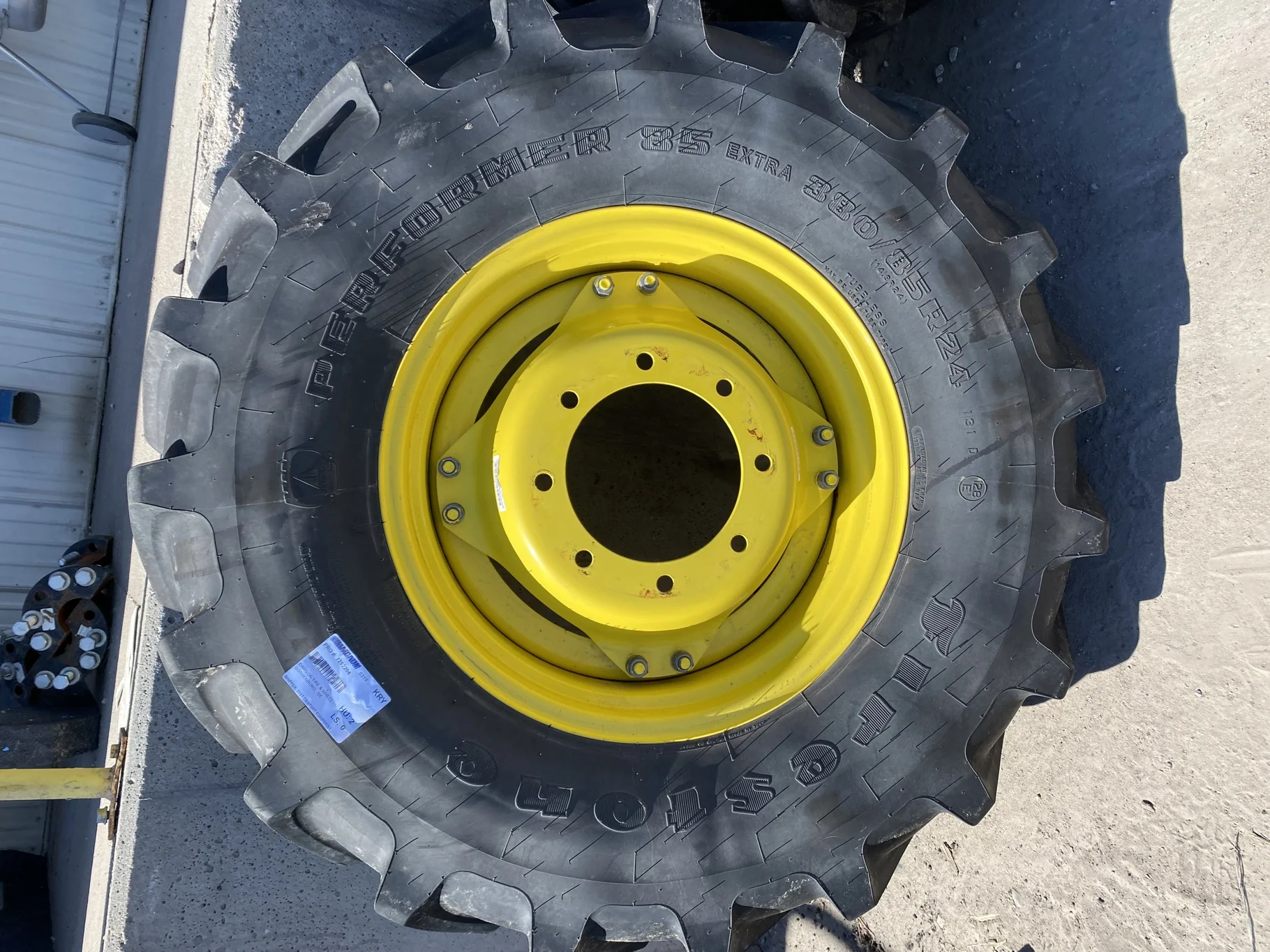 Used 85% 380/85R24 Firestone Performer 85 Extra R-1W 131D on a 12 x 24 Waffle Wheel (2 Bolt) with image 2