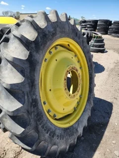 Used 77% 380/80R38 Firestone Radial All Traction DT 142B On 12 x 38 3 bolt waffle with10 bolt cen image 2
