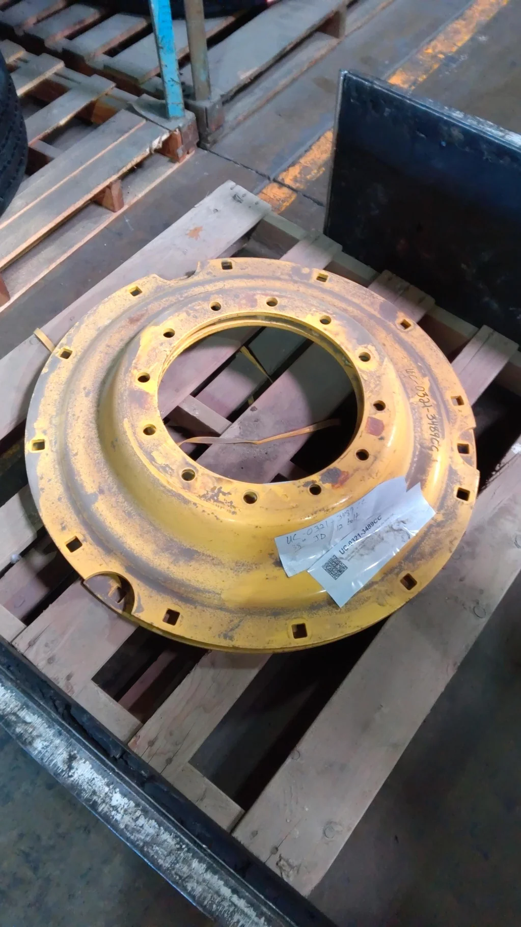 USED DISC 38" John Deere Yellow 12 Bolt Stub Disc Center (rust showing on bolt holes) image 3