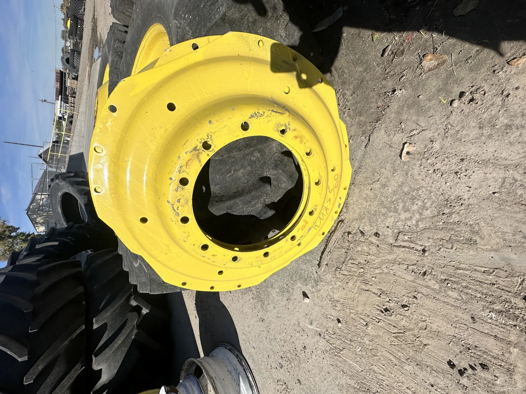 USED DISC 38" John Deere Yellow  3 Bolt Waffle with 12 Bolt Centers (12-16.625-14.625) - (rust spots