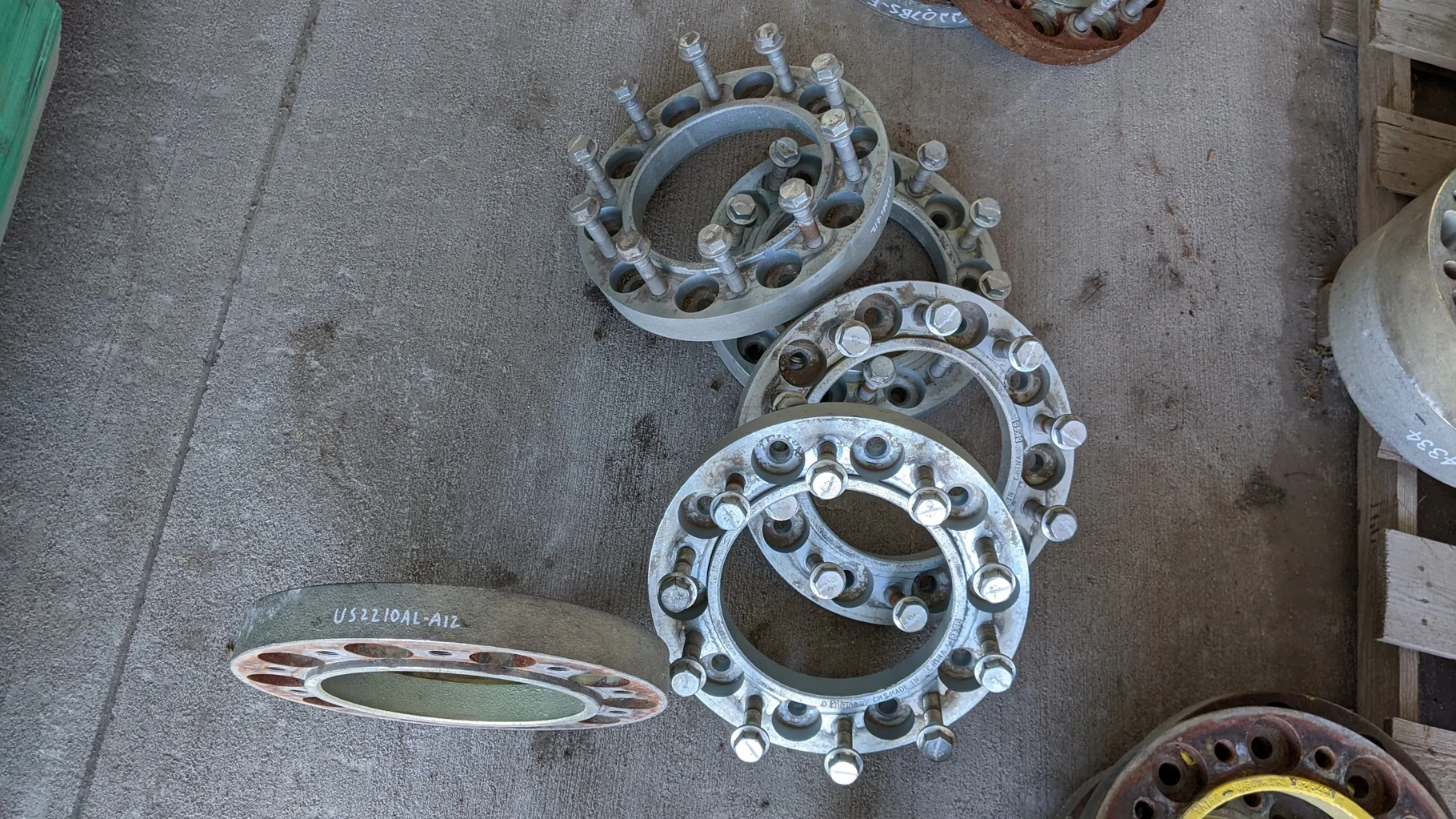 Used 2" 20 Bolt Aluminum Spacer Rings, 1 has no hardware, H157698