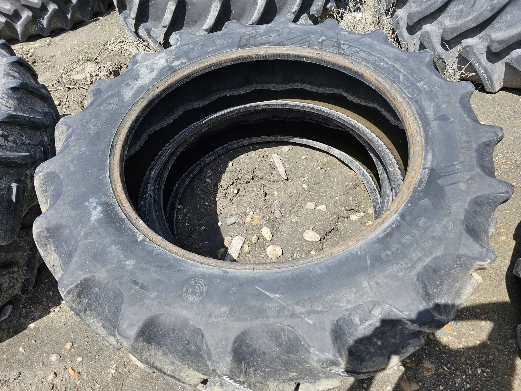 Used 40% 380/80R38 Goodyear Super Traction Radial R-1W (142D) TL (Stubble, Lug Cuts, Weathering betw image 2
