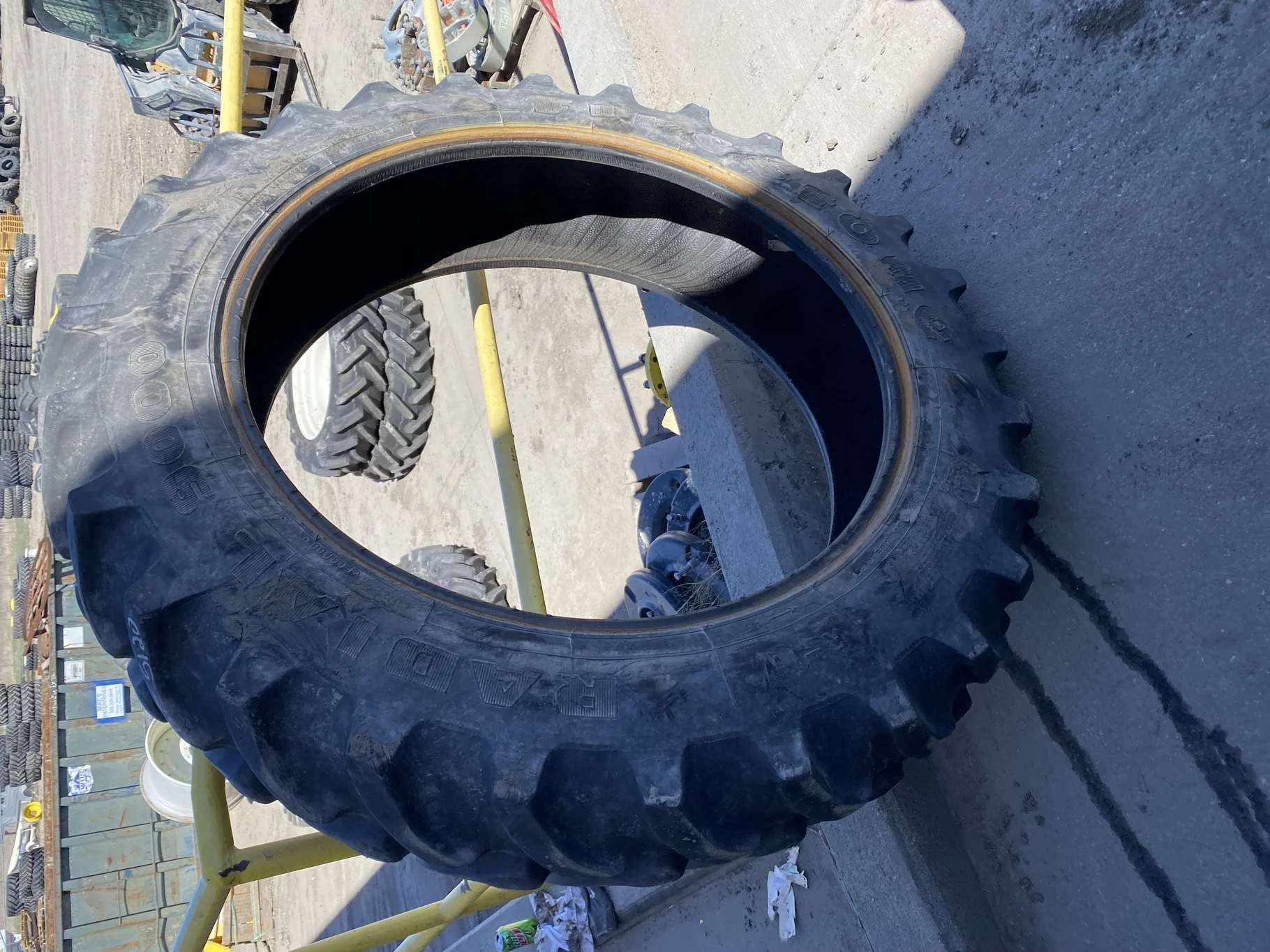 Used 50% 320/85R38 Firestone Radial All Traction DT R-1W 143A8 TL (Lug Cuts, Weathering, roadwear, image 2