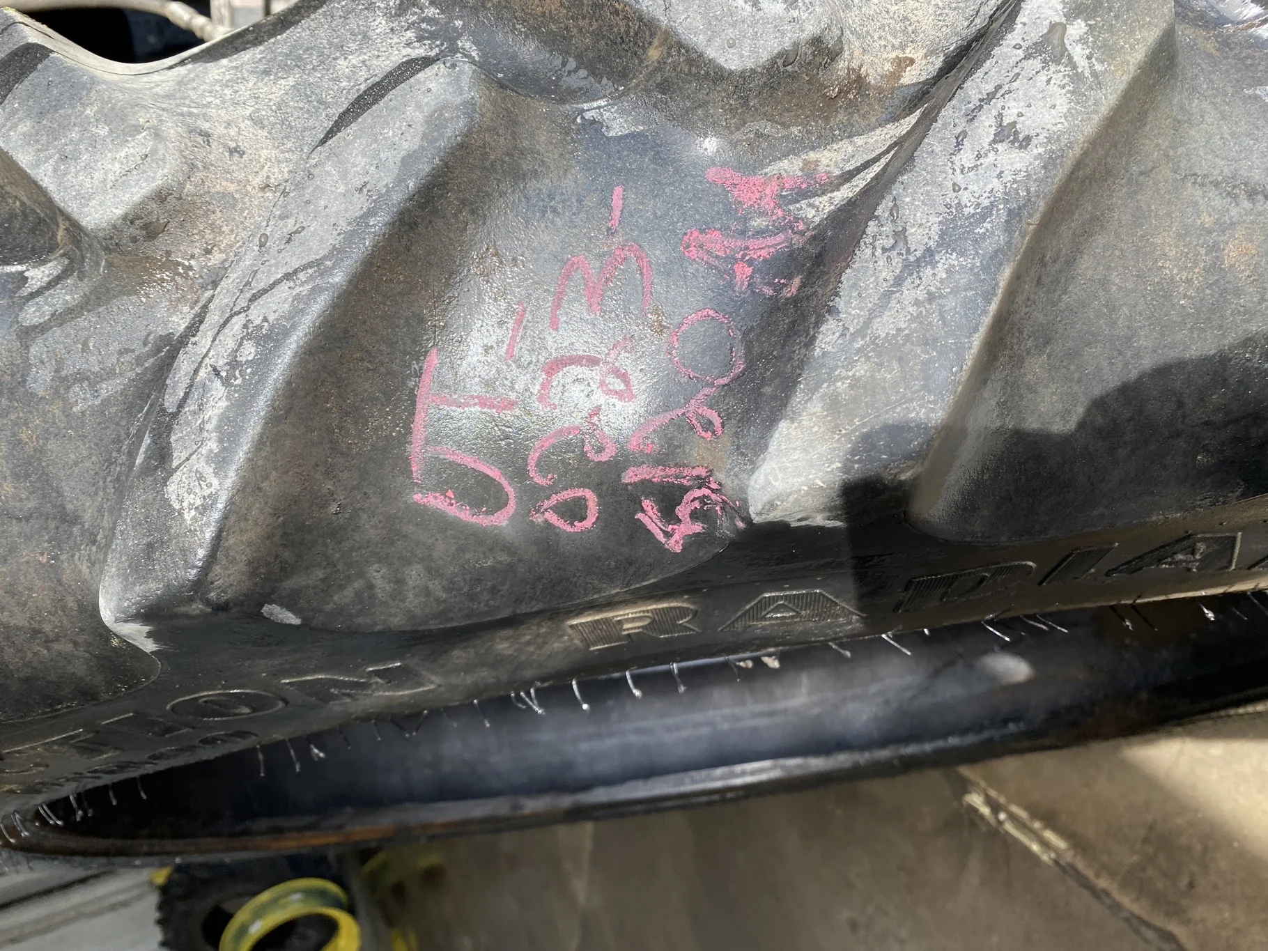 Used 50% 320/90R54 Goodyear Super Traction Radial DT 800 149AB TL (Lug Cuts, Chunks Missing On Lugs, image 2