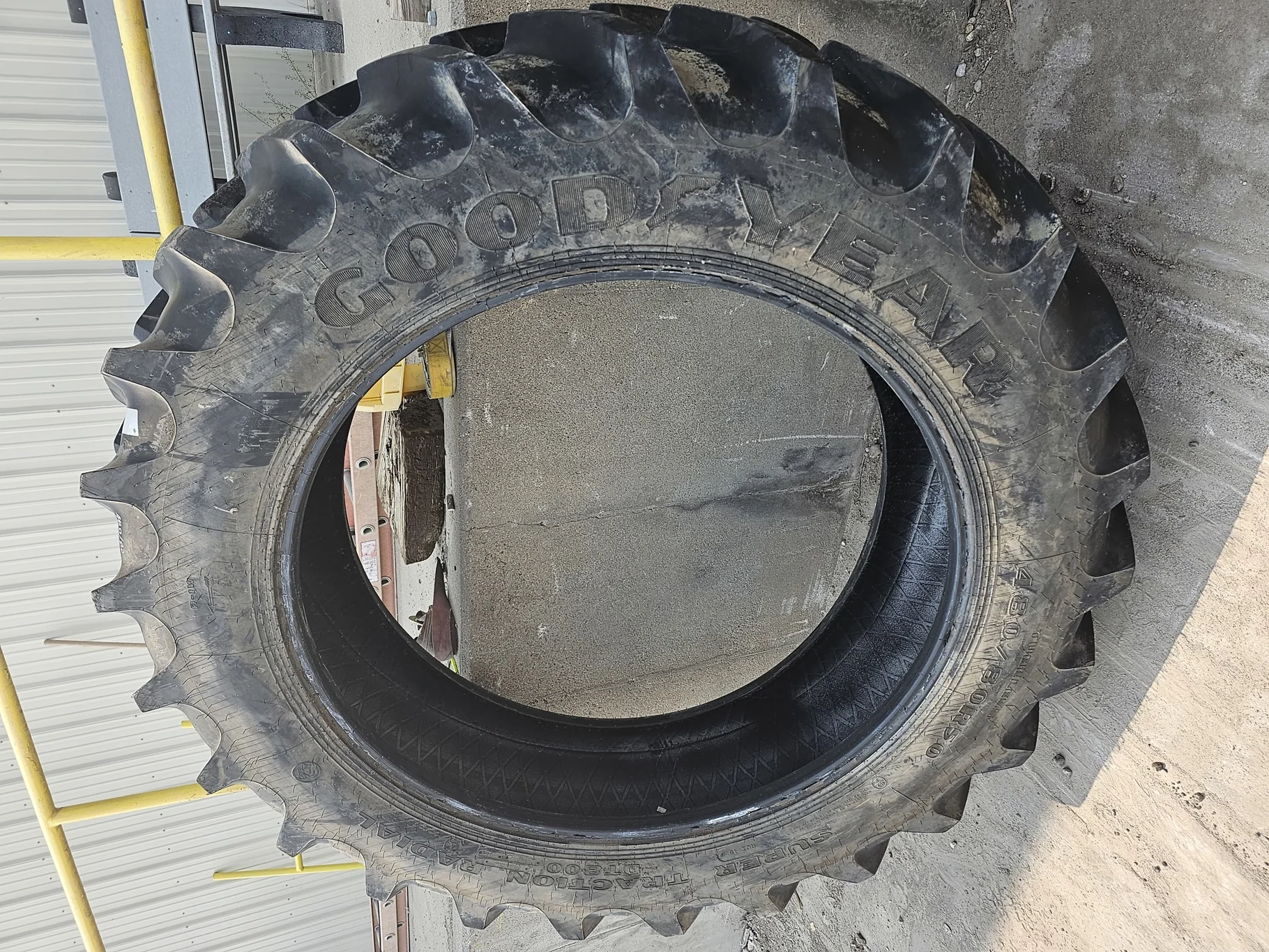 Used 90% 480/80R50 Goodyear Super Traction Radial DT800 R-1W (159D) (Lug Cuts) - Good Condition