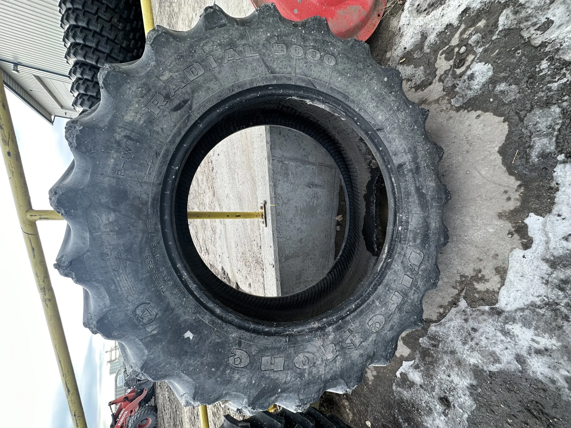 Used 85% 480/70R34 Firestone Radial 9000 R-1W (155B) TL (chunks missing on edge of lugs) image 2