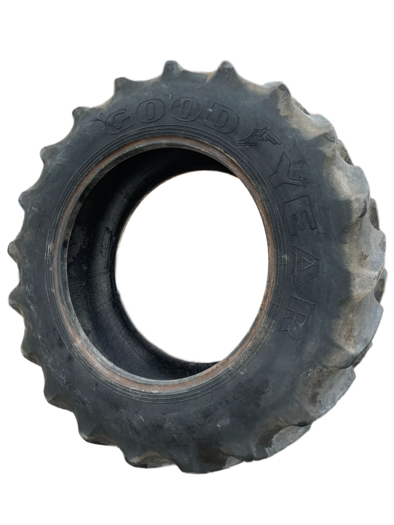 Used 65% 420/85R34 Goodyear Super Traction Radial  _x000D_
(Stubble, Weathering Between Lugs, Damage