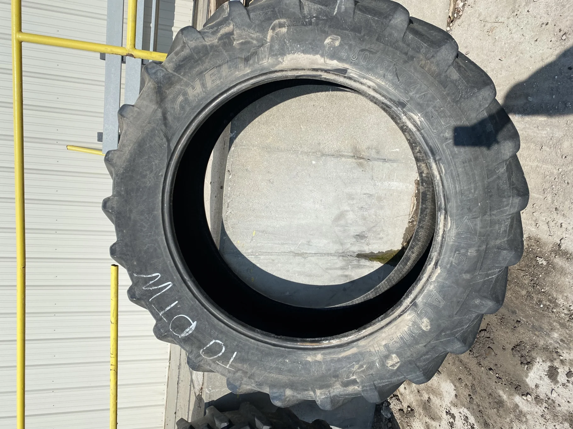 Used 60% 480/80R46 Michelin AgriBib  R-1W 158A8/158B TL - Fair Condition (Sidewall Cuts, St image 2