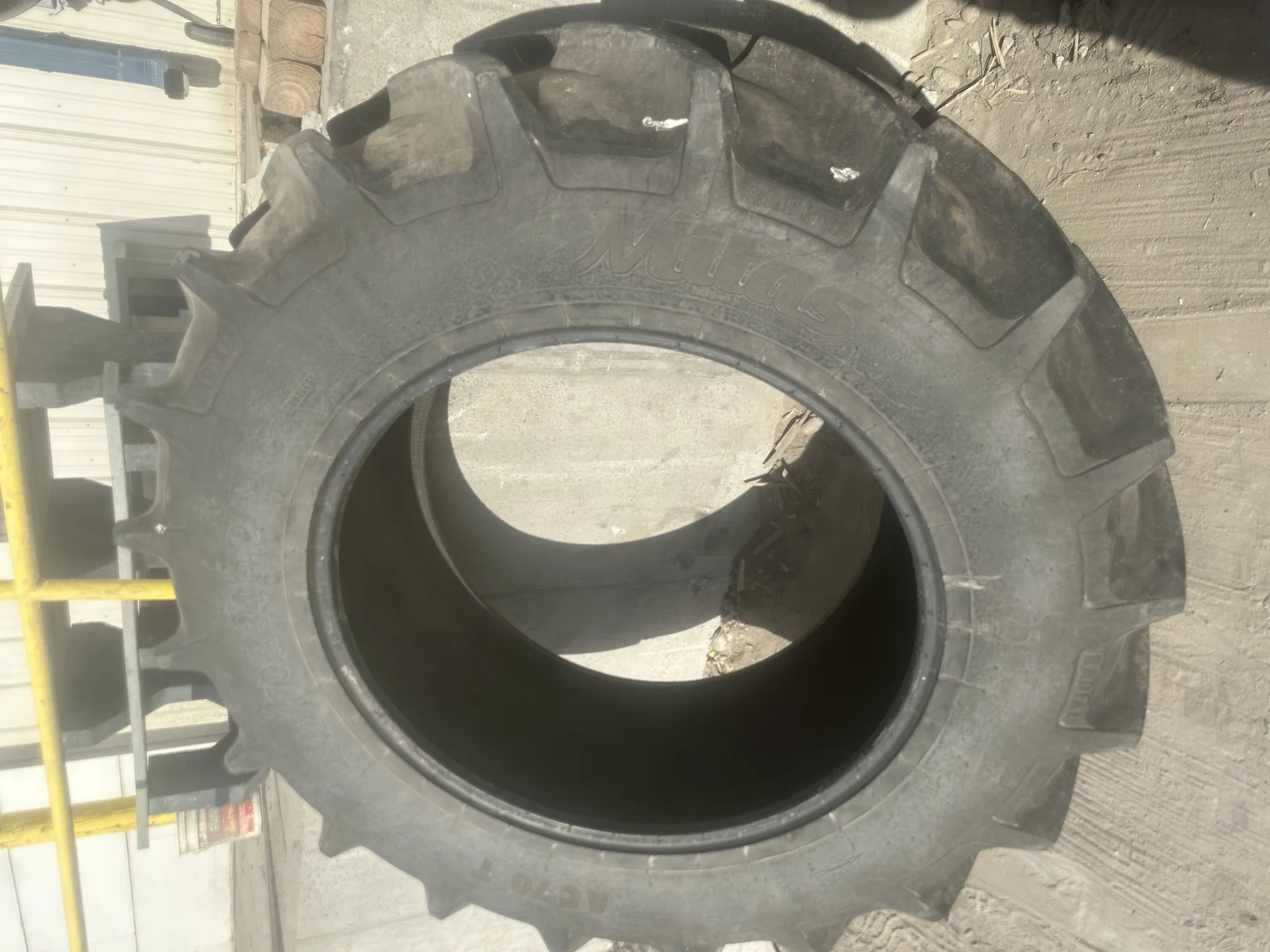 Used 80% 480/70R34 Mitas AC70 G 143A8/143B TL - Good Condition (Stubble, Lug Cuts, Slight W