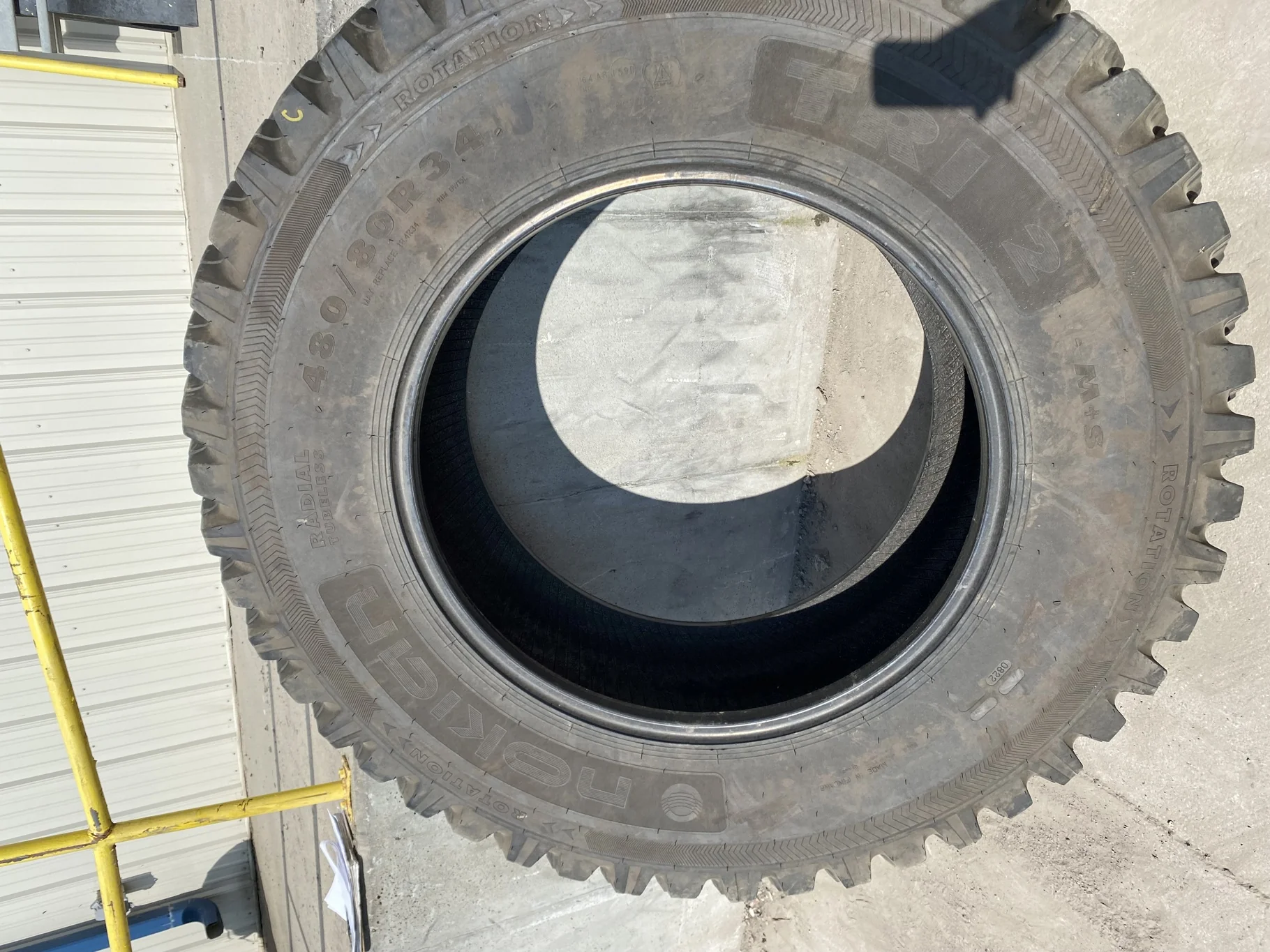 Used 75% 480/80R34 Nokian Tri 2 (155D) TL (Patched) - Fair Condition  _x000D_
(Lug Stubble, Lug Cuts image 2