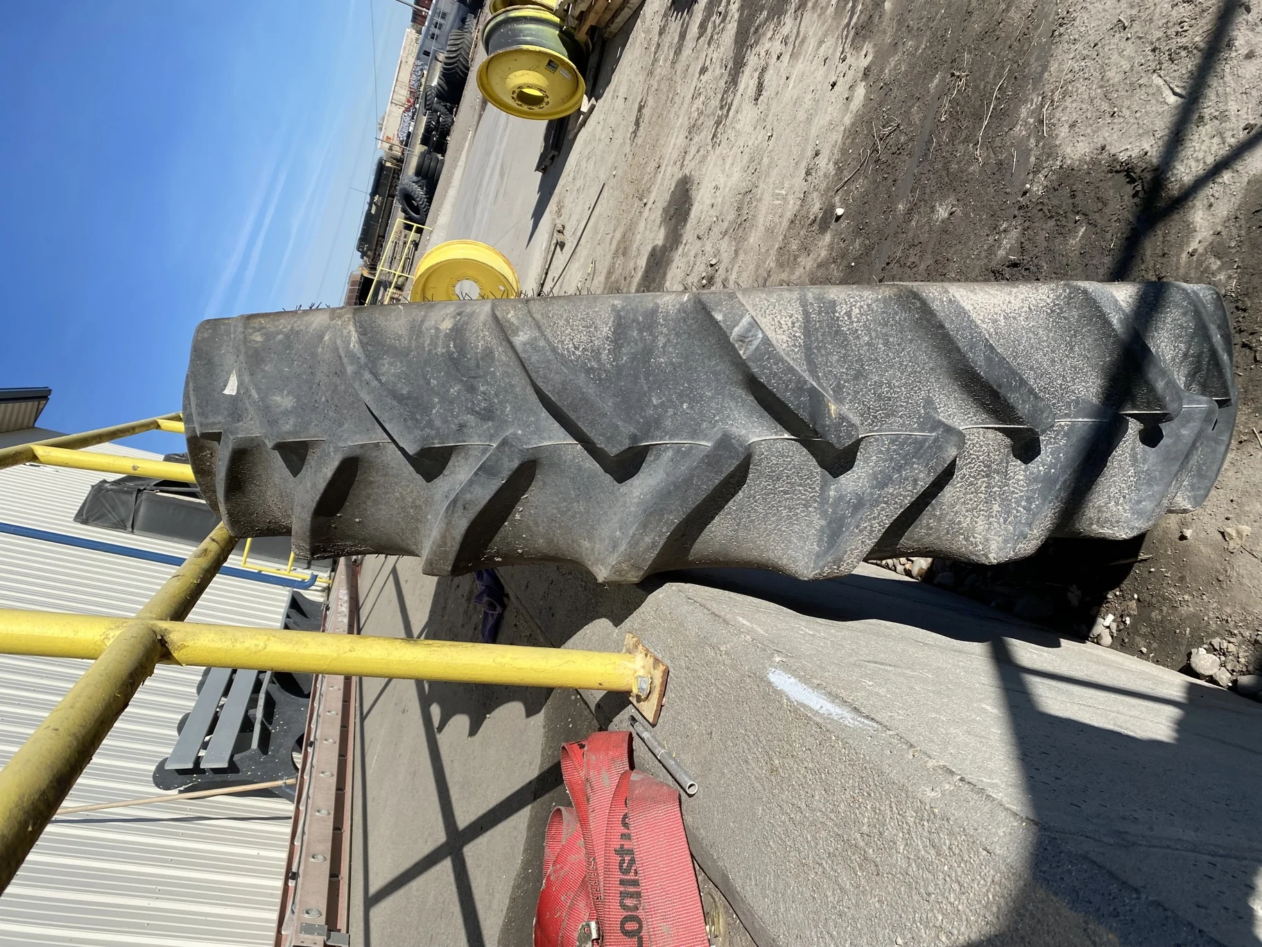 Used 95% 380/90R50 Goodyear Radial DT800 R-1W (151A8) TL - lug stubble, lug cuts image 3