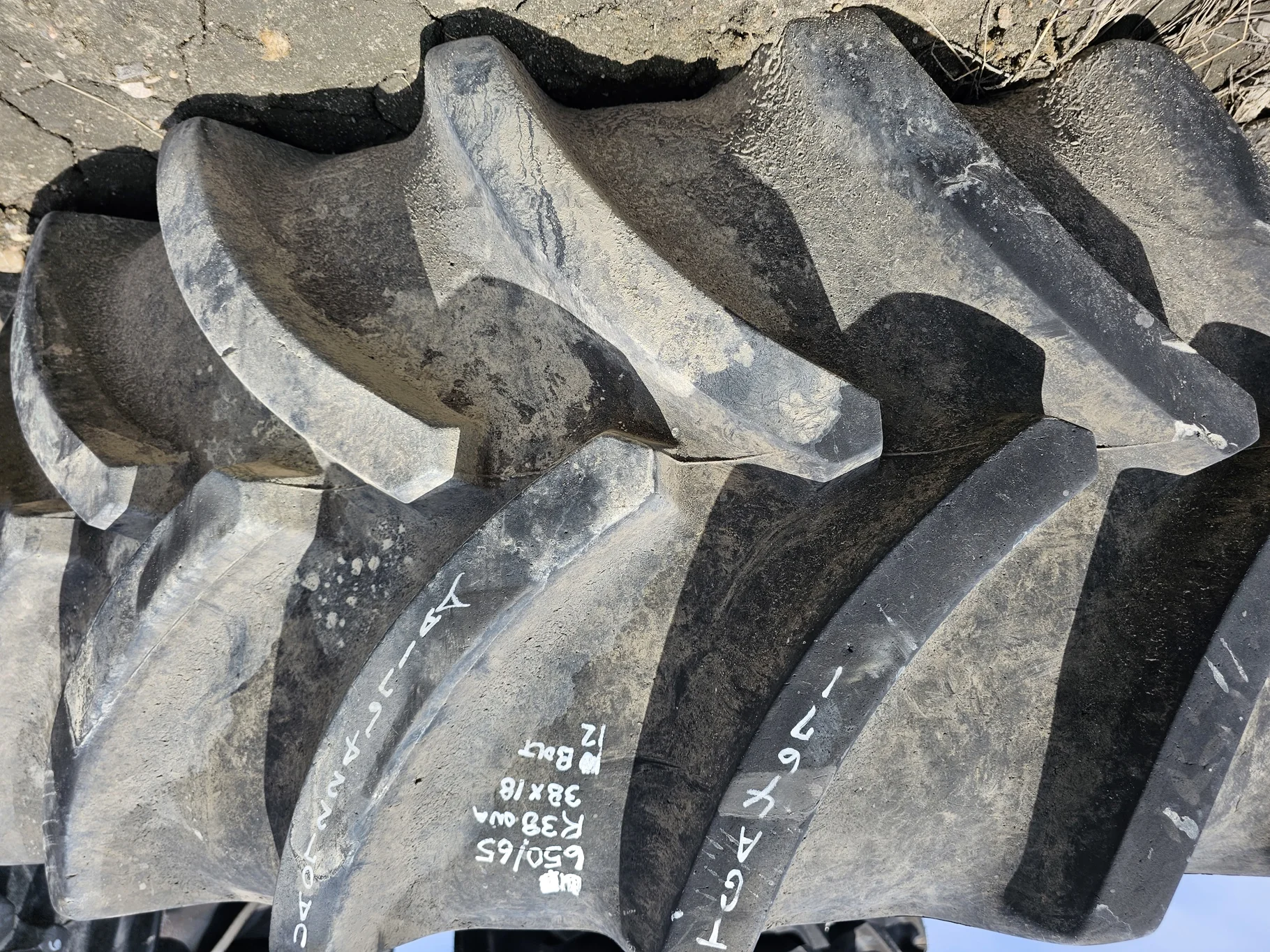 Used 90% 650/65R38 Goodyear Optitrac R-1W (166D) TL (Stubble, Lug Cuts, Slight Weathering) - Good Co image 3
