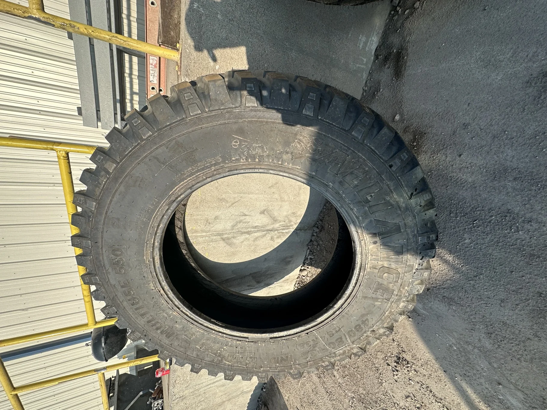 Take Off 480/80R38 (18.4R38) Alliance 550 Multi-Use Steel Belted 166A8/161D TL - Excellent Condition